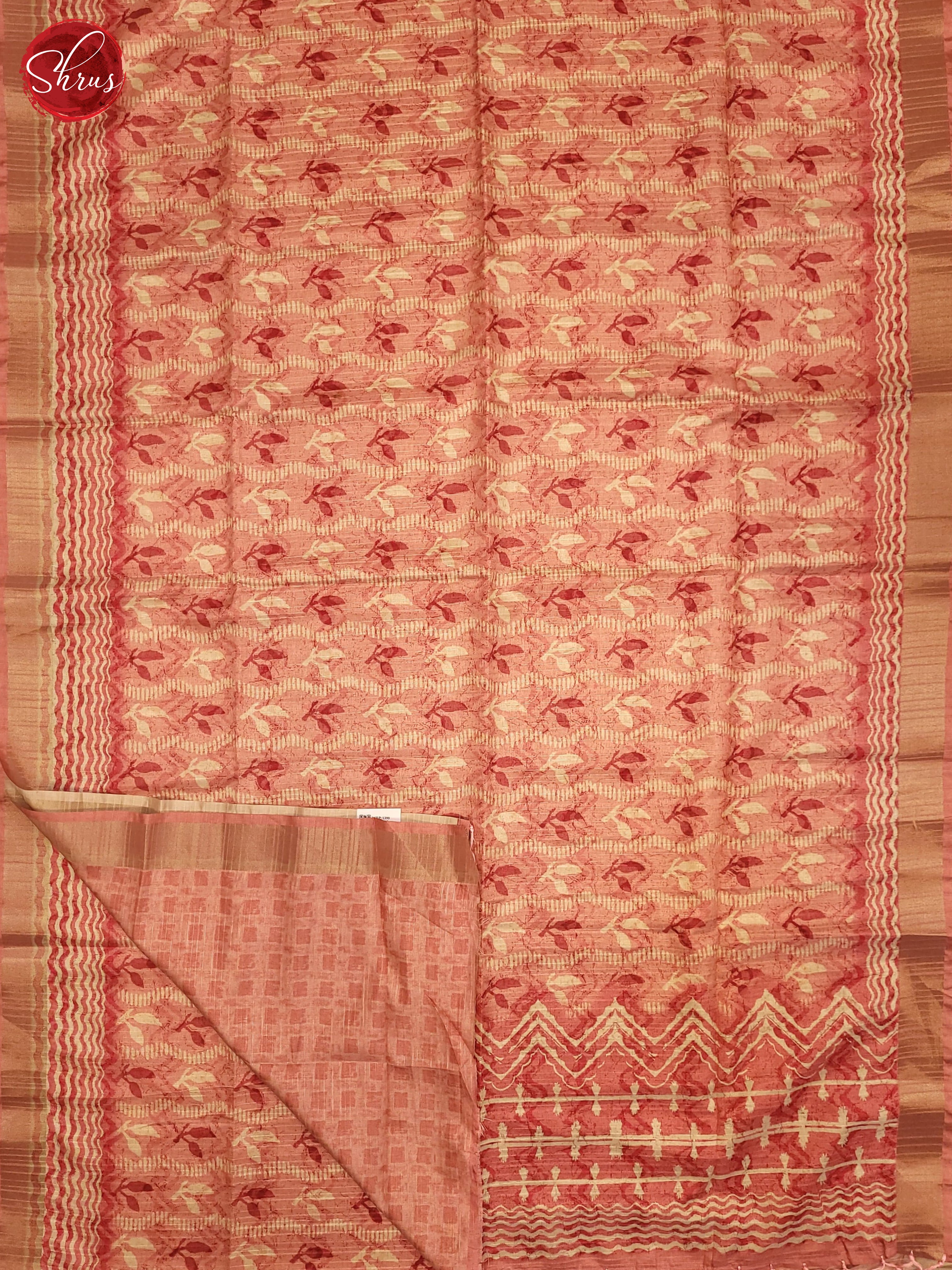 Peach & Pink - Semi Tussar Saree - Shop on ShrusEternity.com