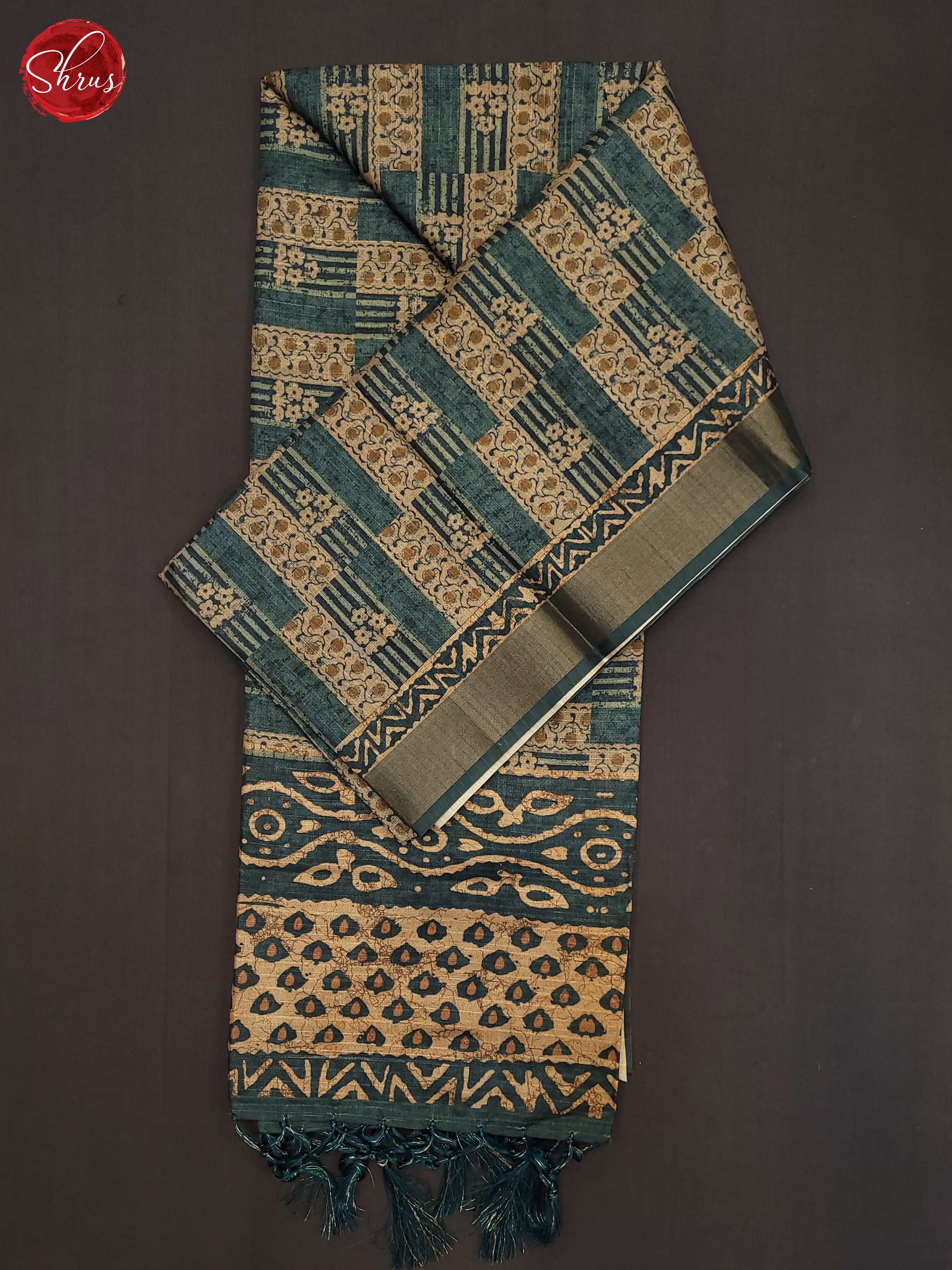 German Blue(Single Tone) - Semi Tussar Saree - Shop on ShrusEternity.com