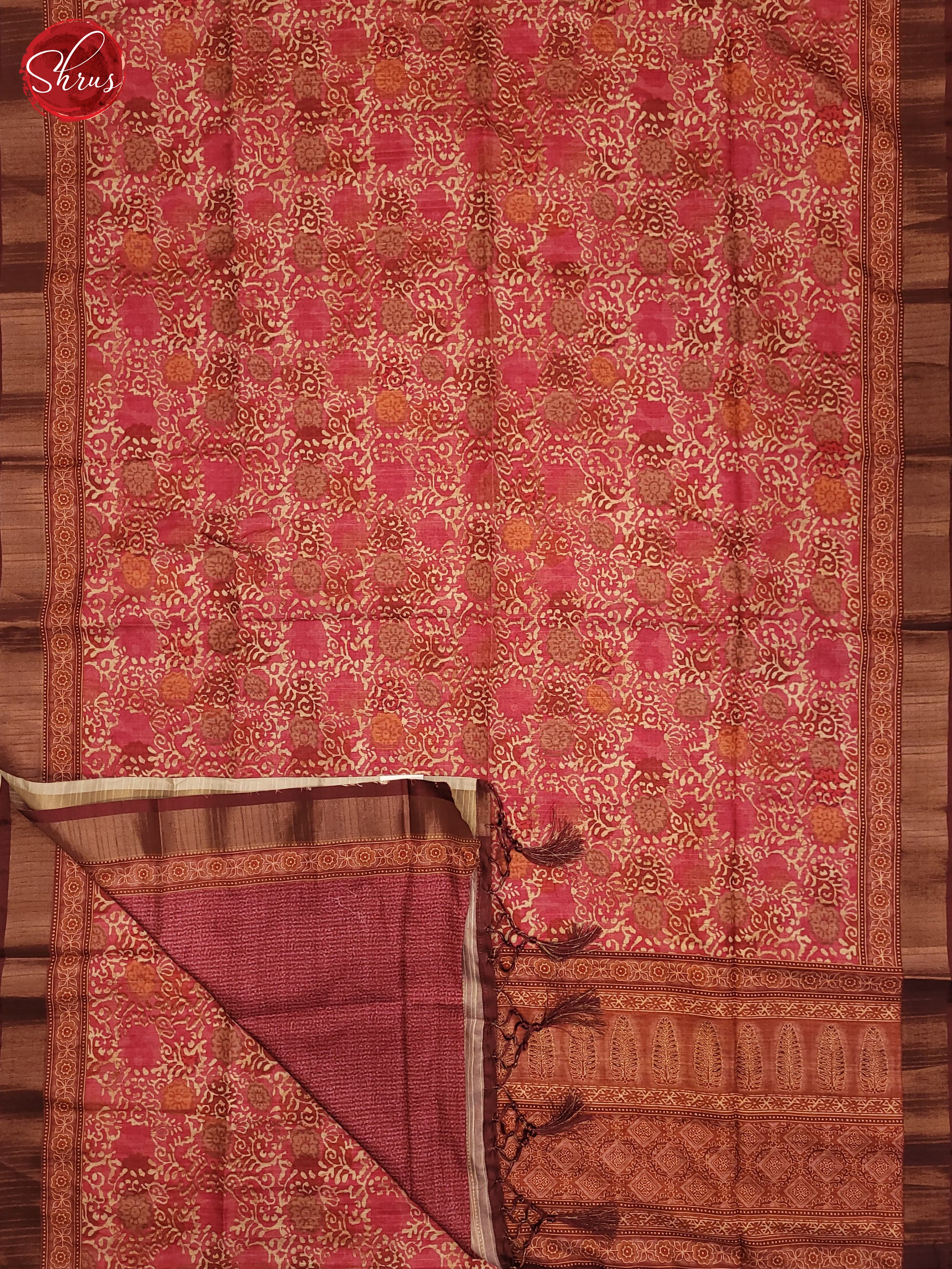 Pink & Maroon - Semi Tussar Saree - Shop on ShrusEternity.com