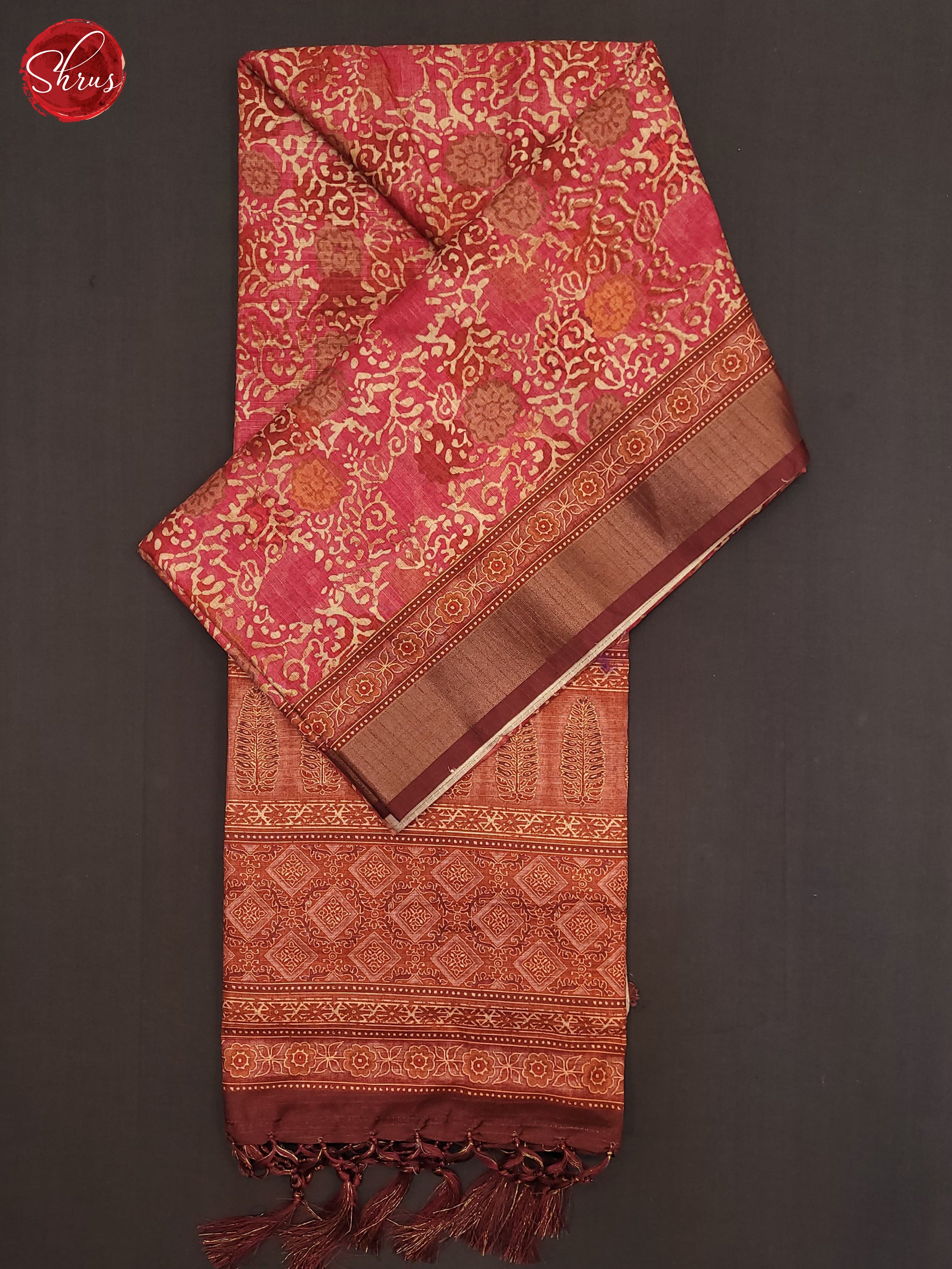Pink & Maroon - Semi Tussar Saree - Shop on ShrusEternity.com