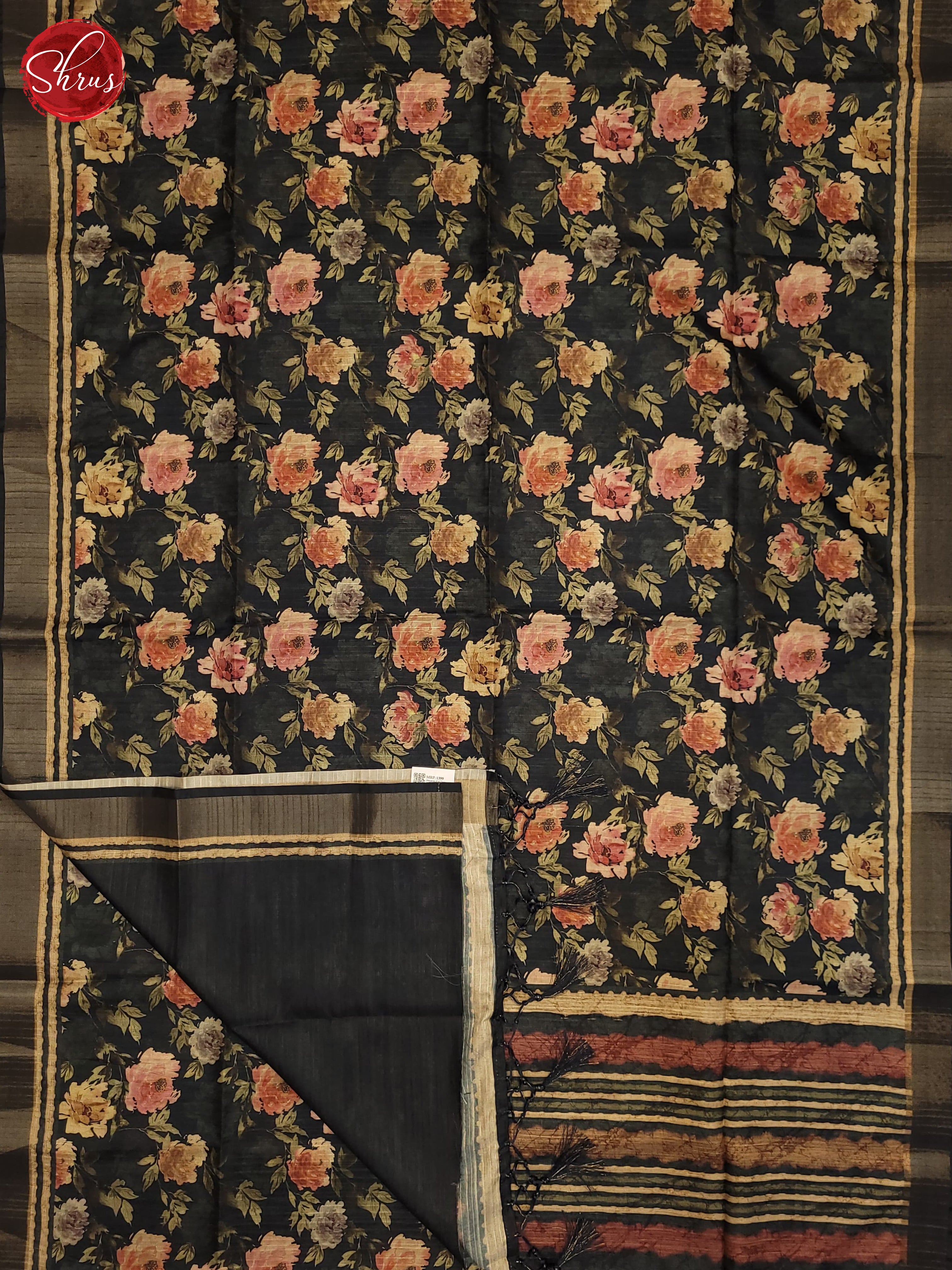 Black(Single tone) - Semi Tussar Saree - Shop on ShrusEternity.com