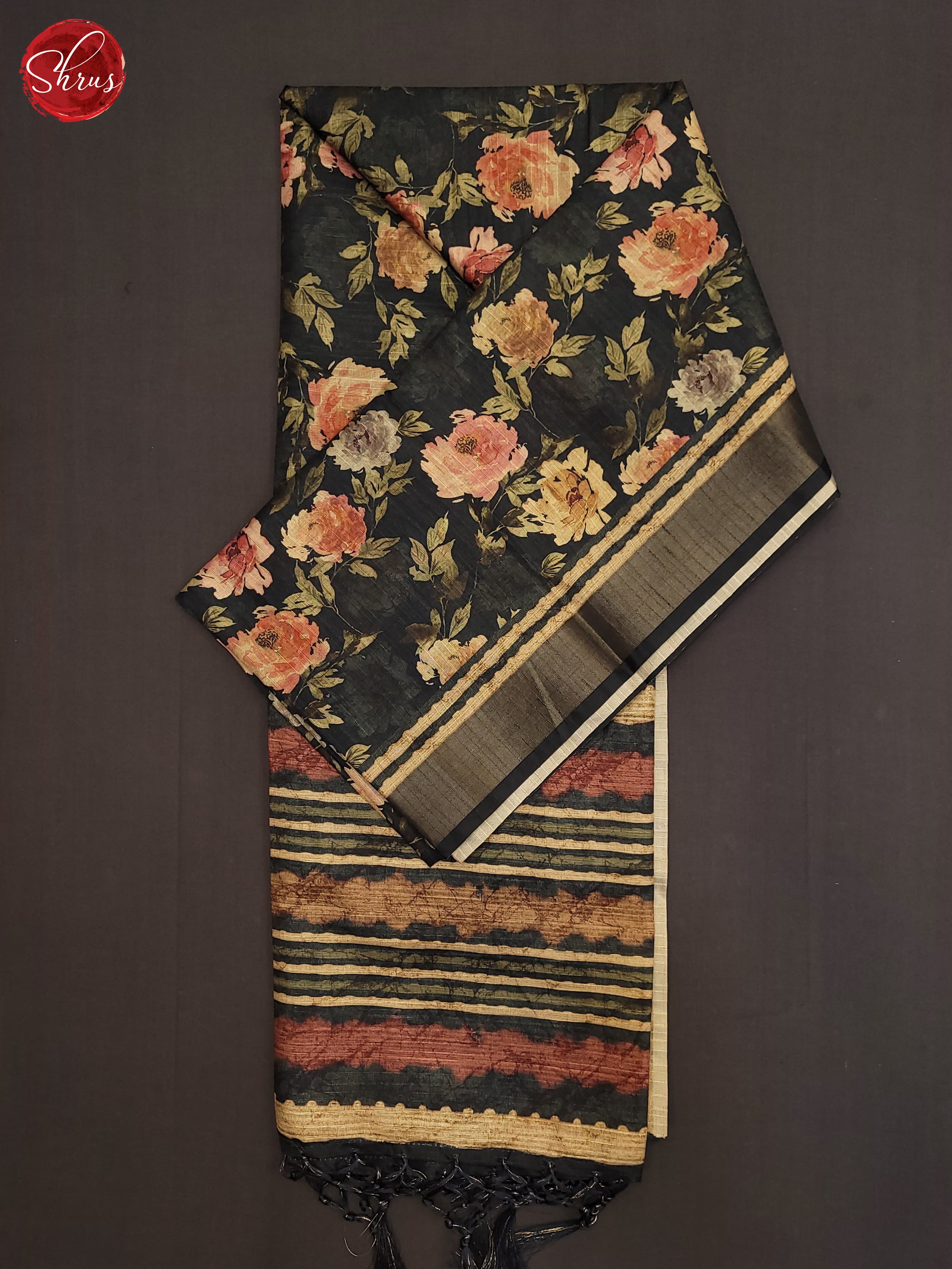 Black(Single tone) - Semi Tussar Saree - Shop on ShrusEternity.com