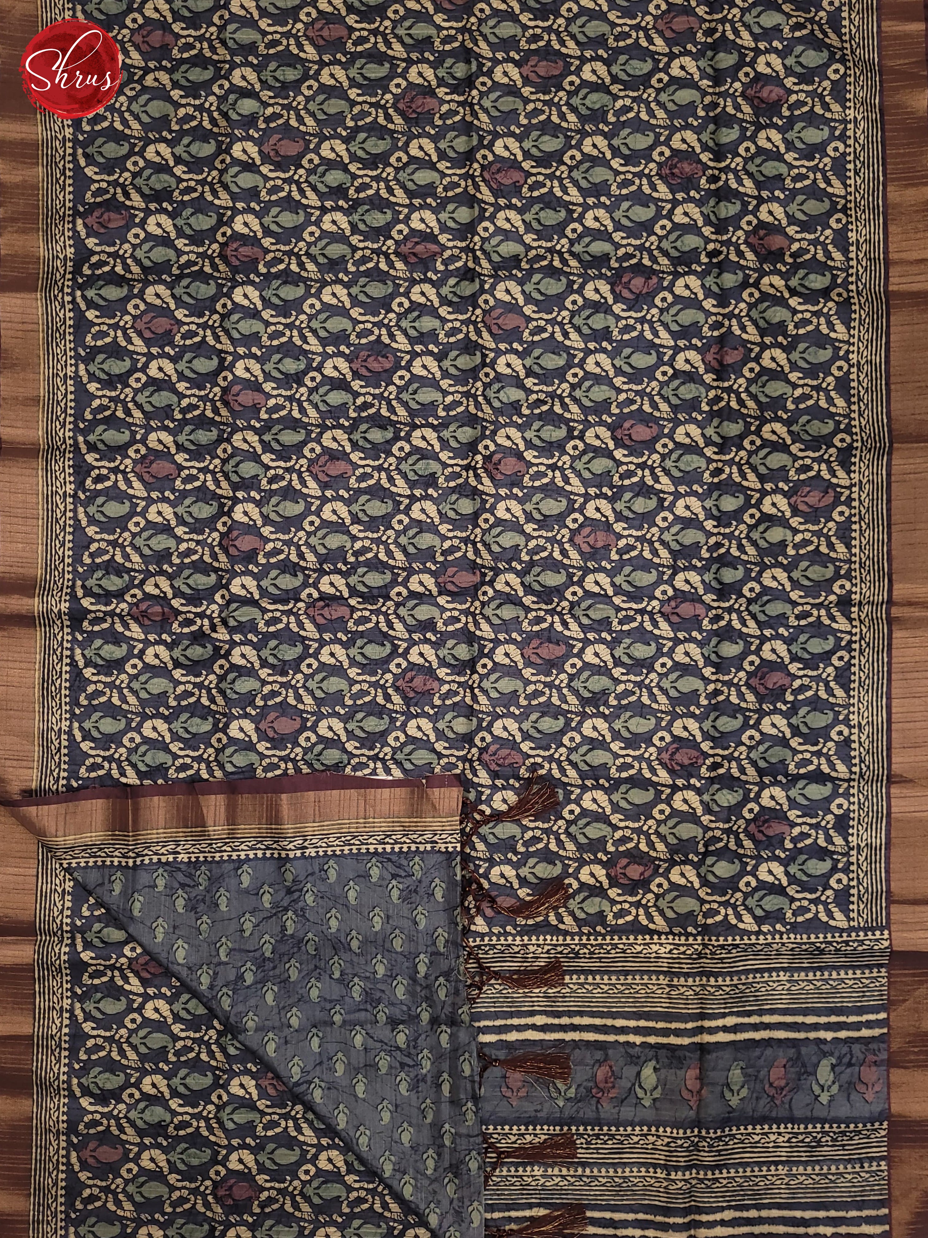 Blue & Brown - Semi Tussar Saree - Shop on ShrusEternity.com