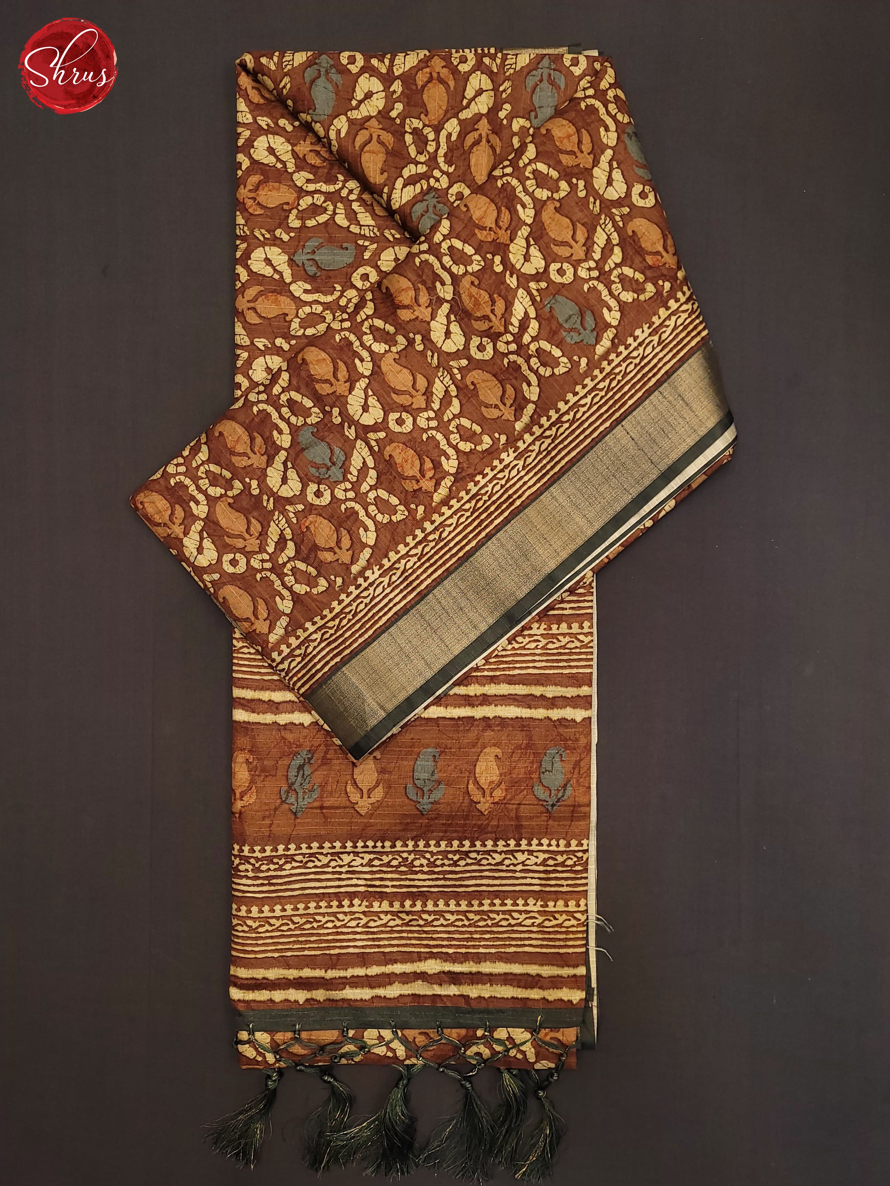 Light Brown& Black- Semi Tussar Saree - Shop on ShrusEternity.com