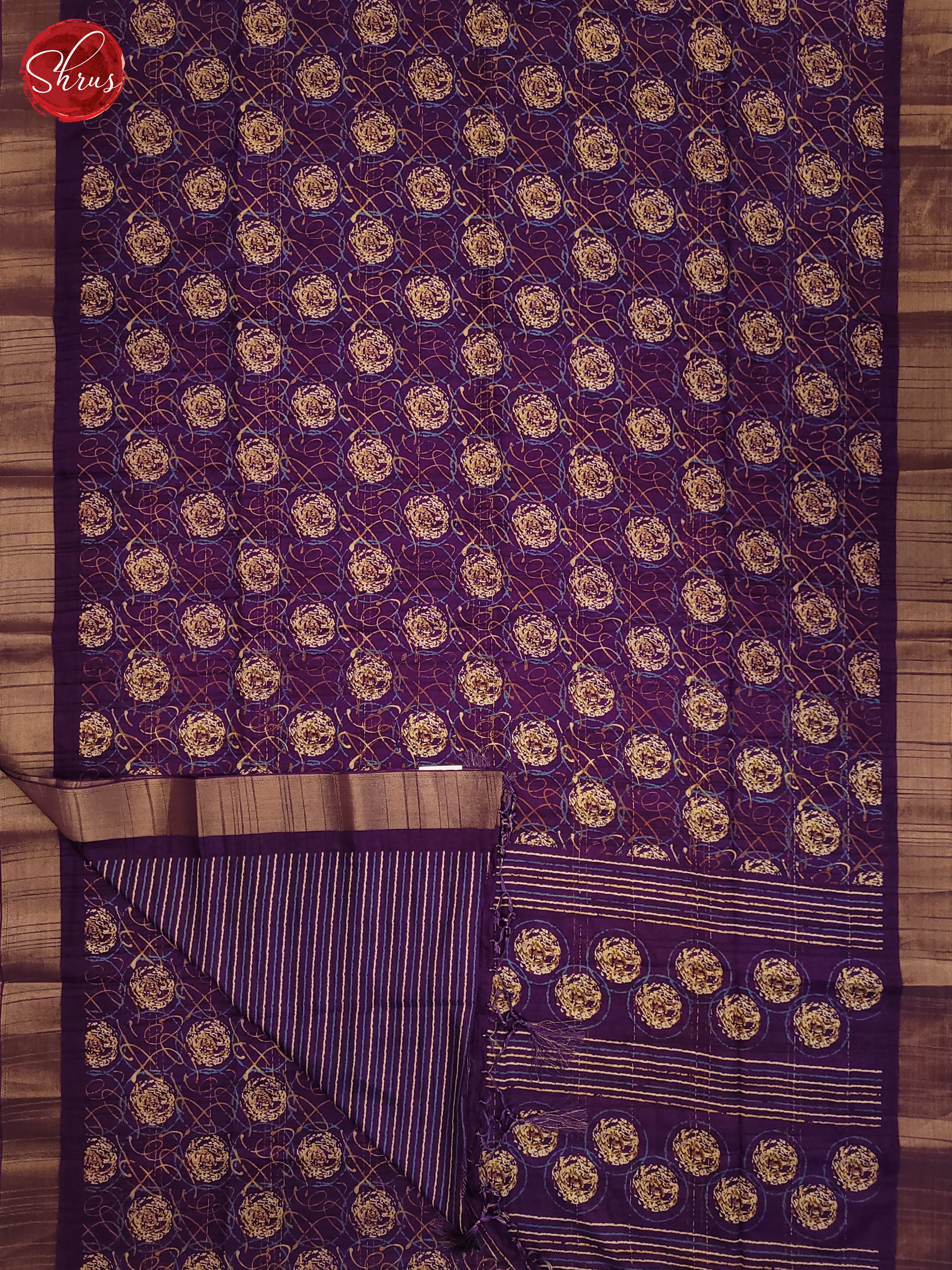 Purple(Single Tone) - Semi Tussar Saree - Shop on ShrusEternity.com
