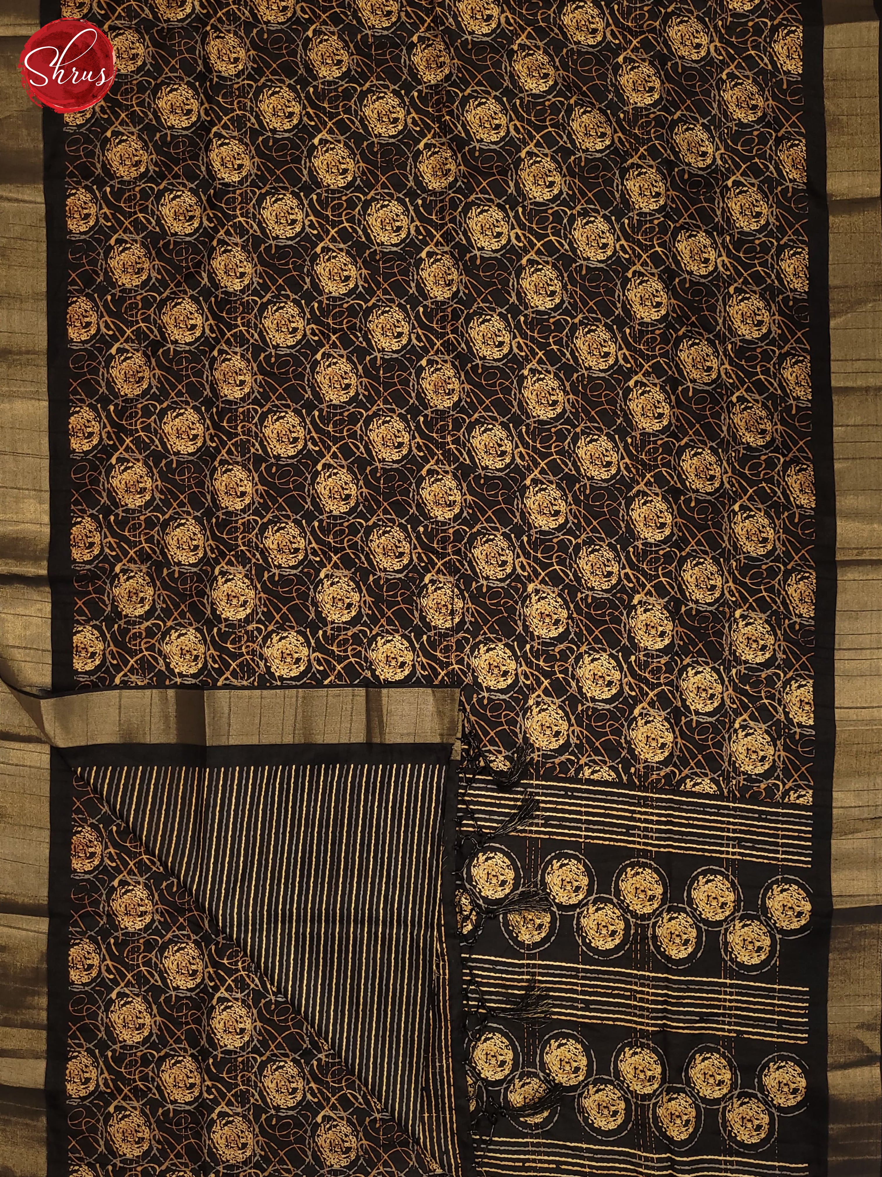 Black(SIngle Tone) - Semi Tussar Saree - Shop on ShrusEternity.com