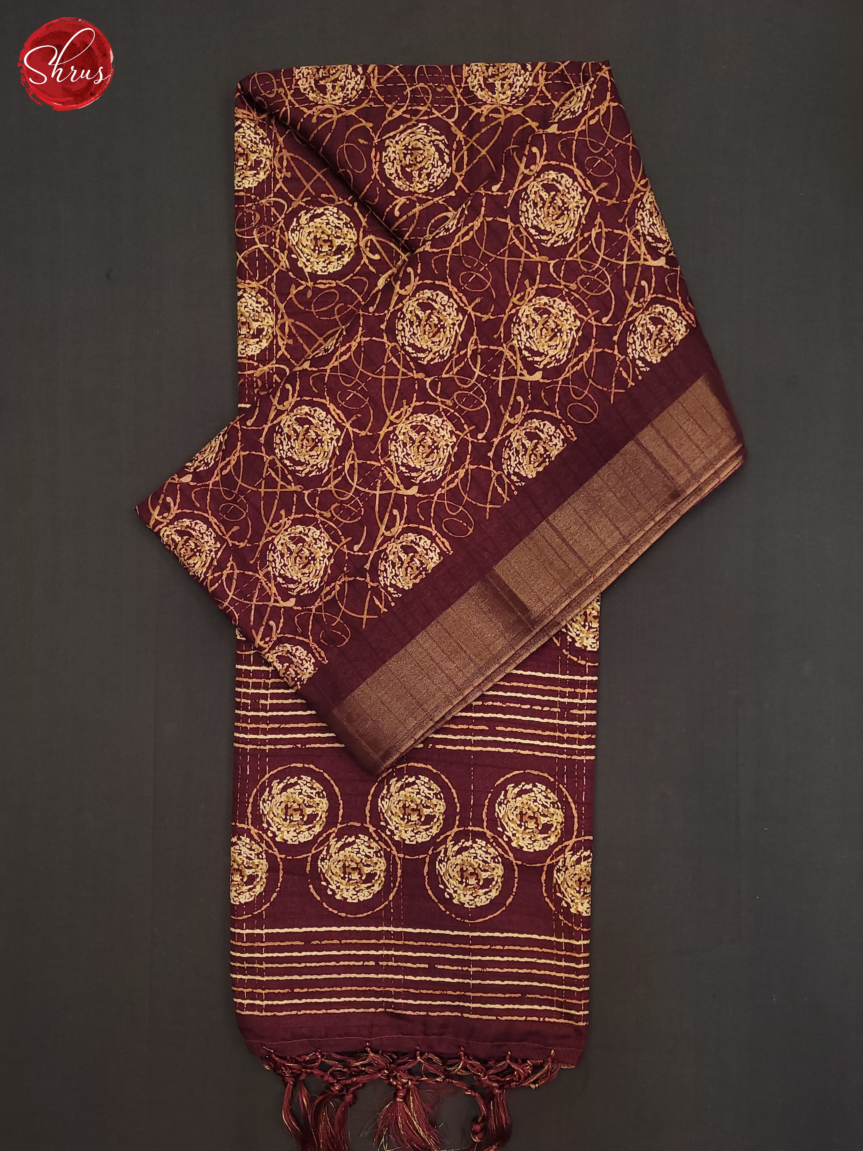 Maroon(Single Tone)- Semi Tussar Saree - Shop on ShrusEternity.com