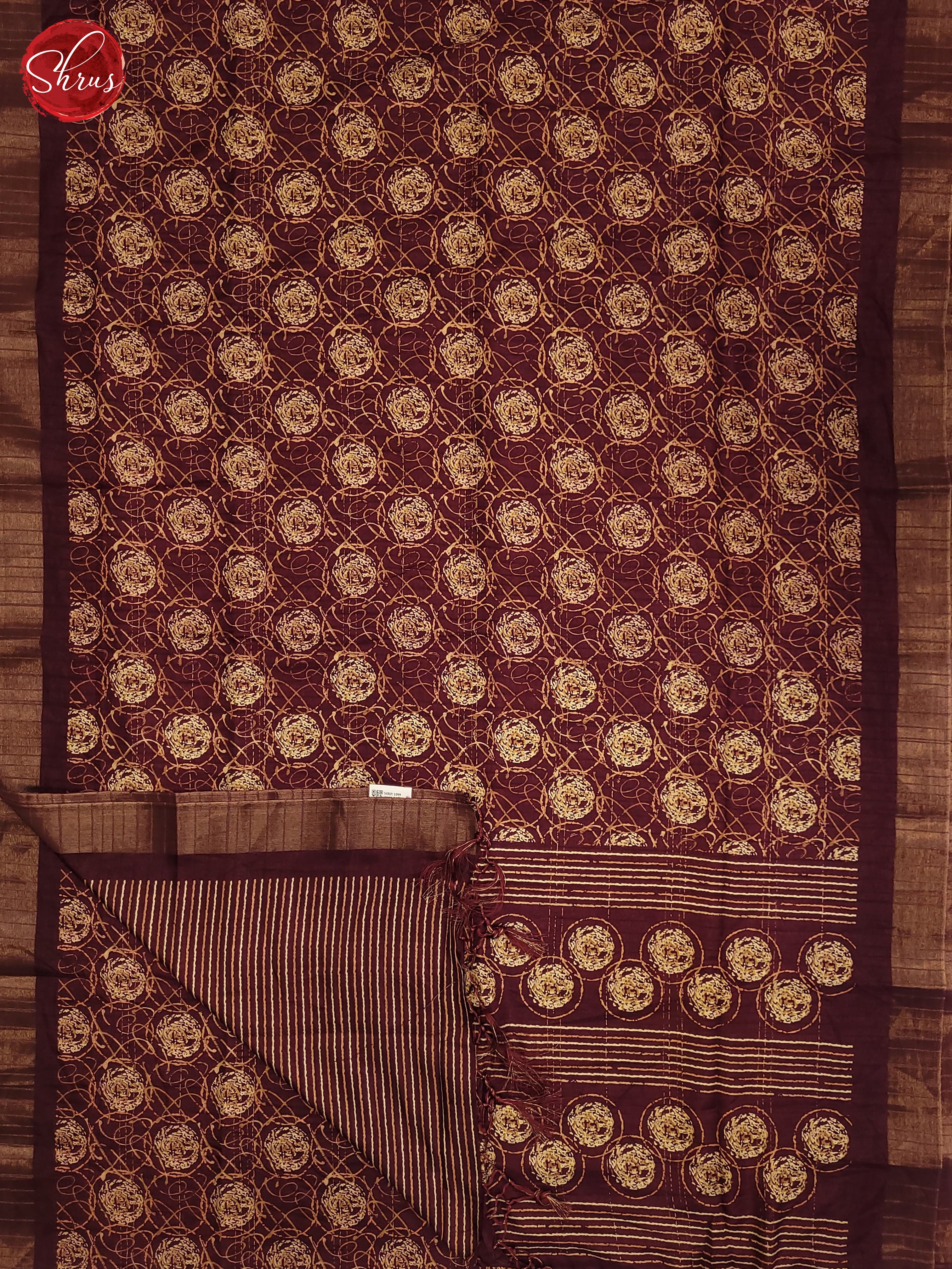 Maroon(Single Tone)- Semi Tussar Saree - Shop on ShrusEternity.com