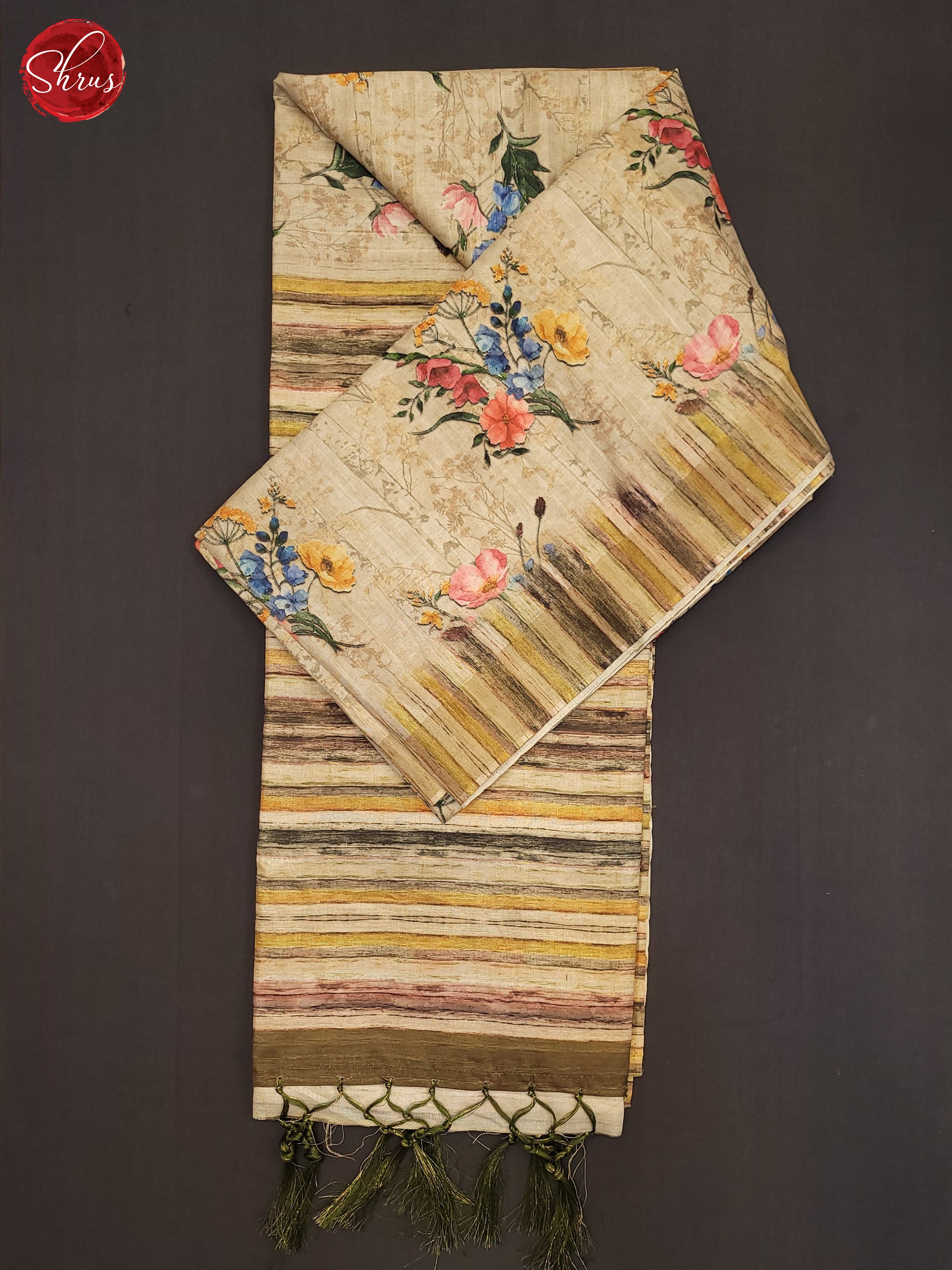 Grey & Green - Semi Tussar Saree - Shop on ShrusEternity.com