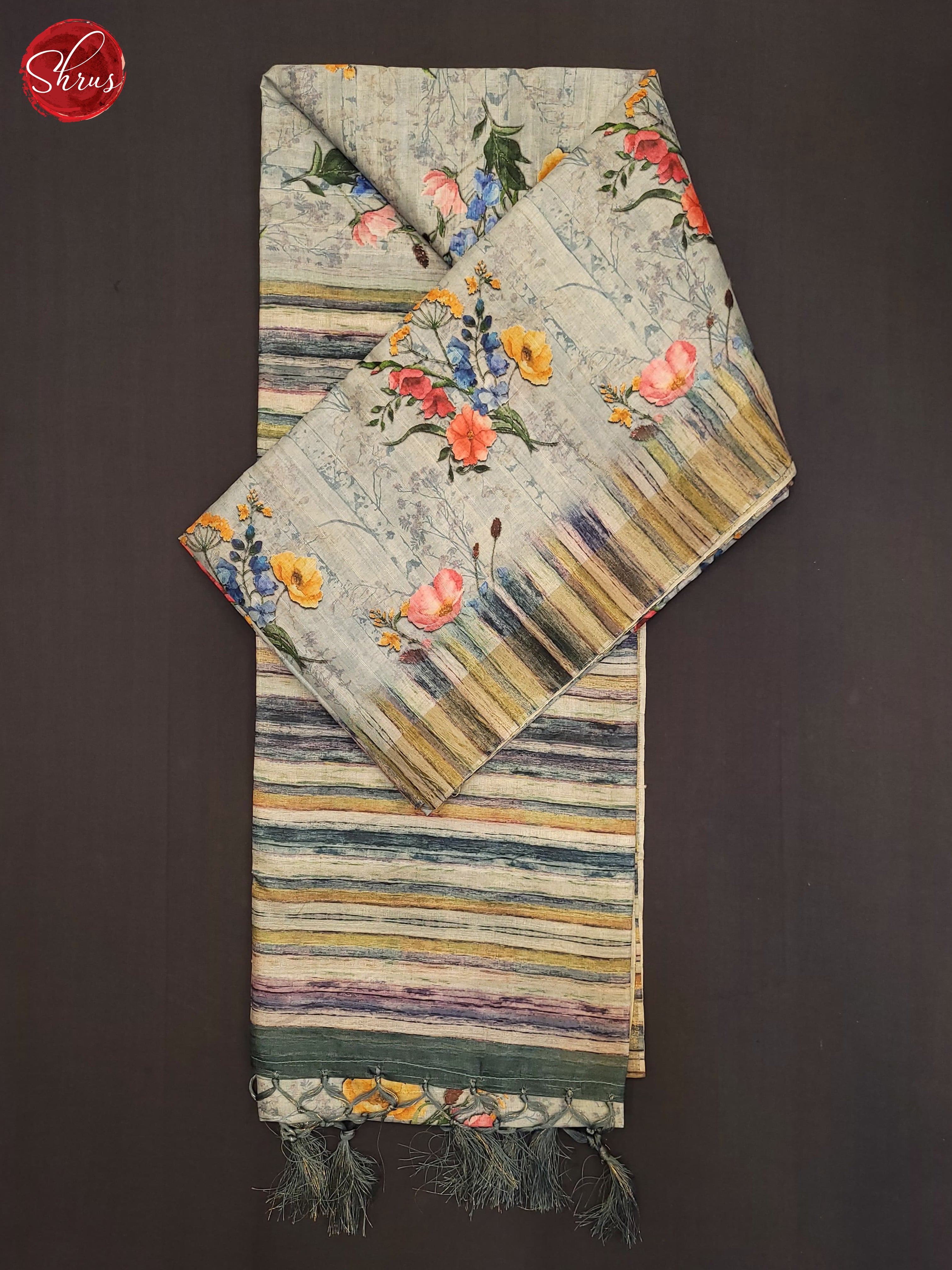 Grey(Single Tone) - Semi Tussar Saree - Shop on ShrusEternity.com