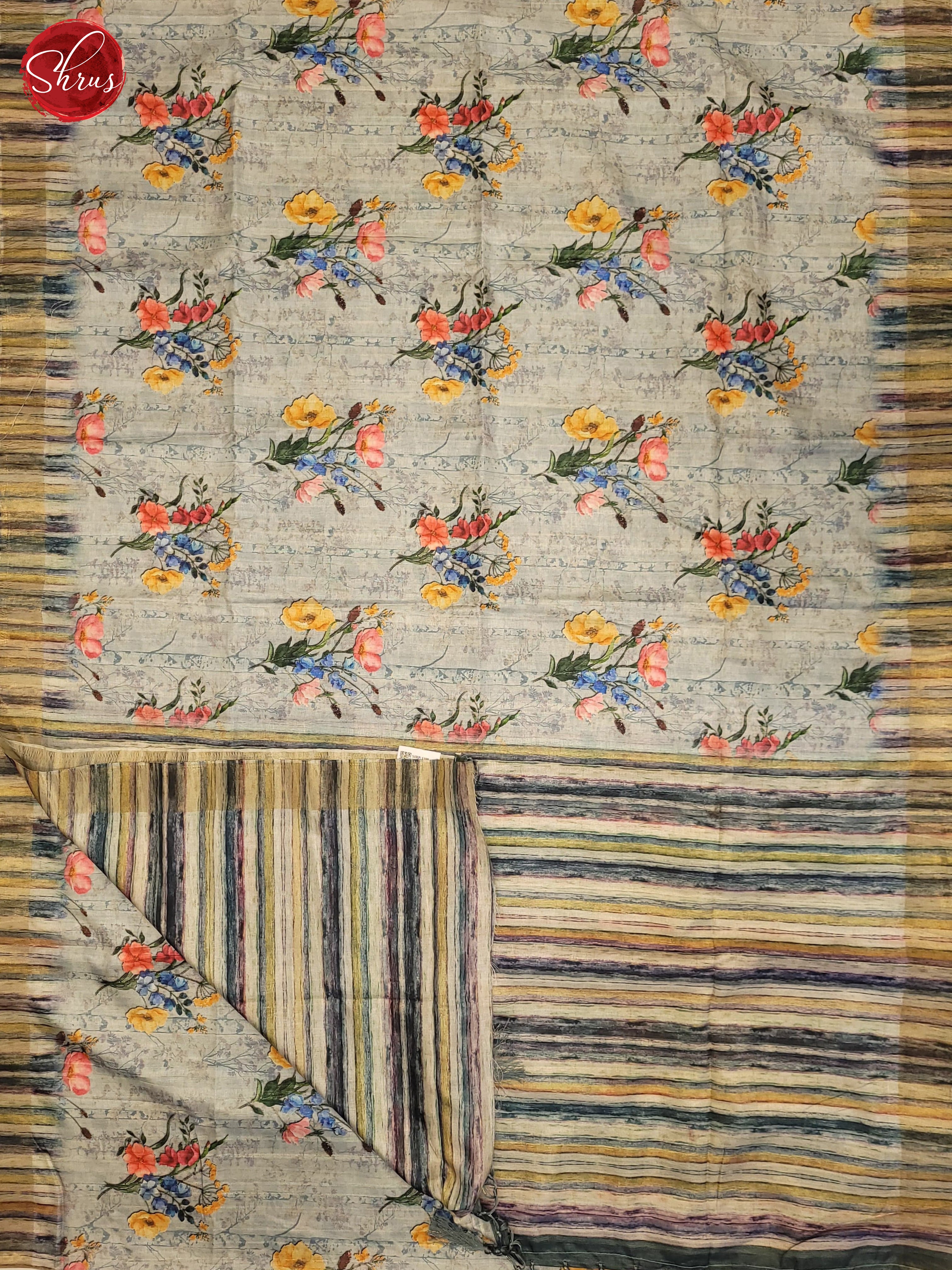 Grey(Single Tone) - Semi Tussar Saree - Shop on ShrusEternity.com