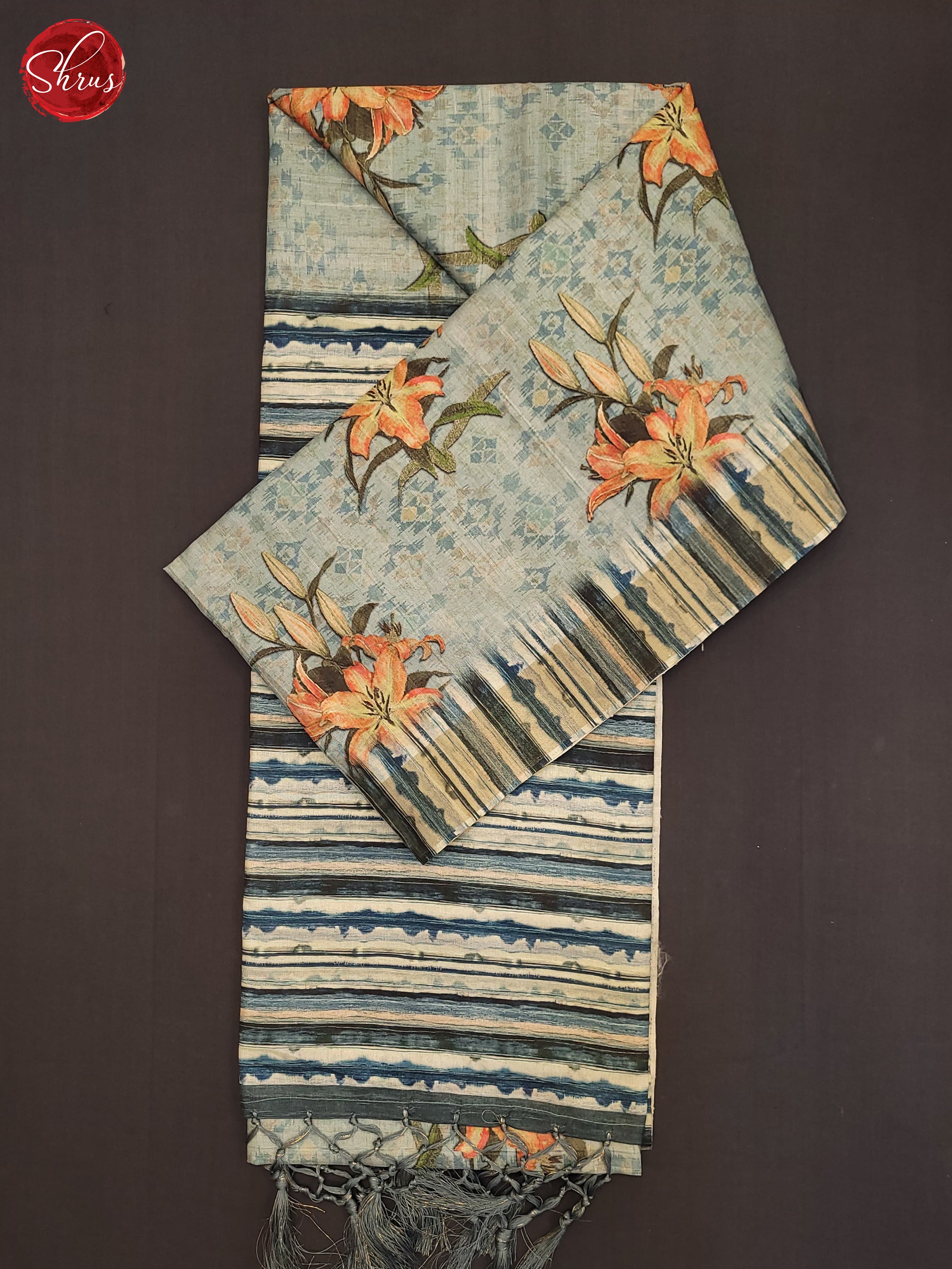 Blue & Black - Semi Tussar Saree - Shop on ShrusEternity.com