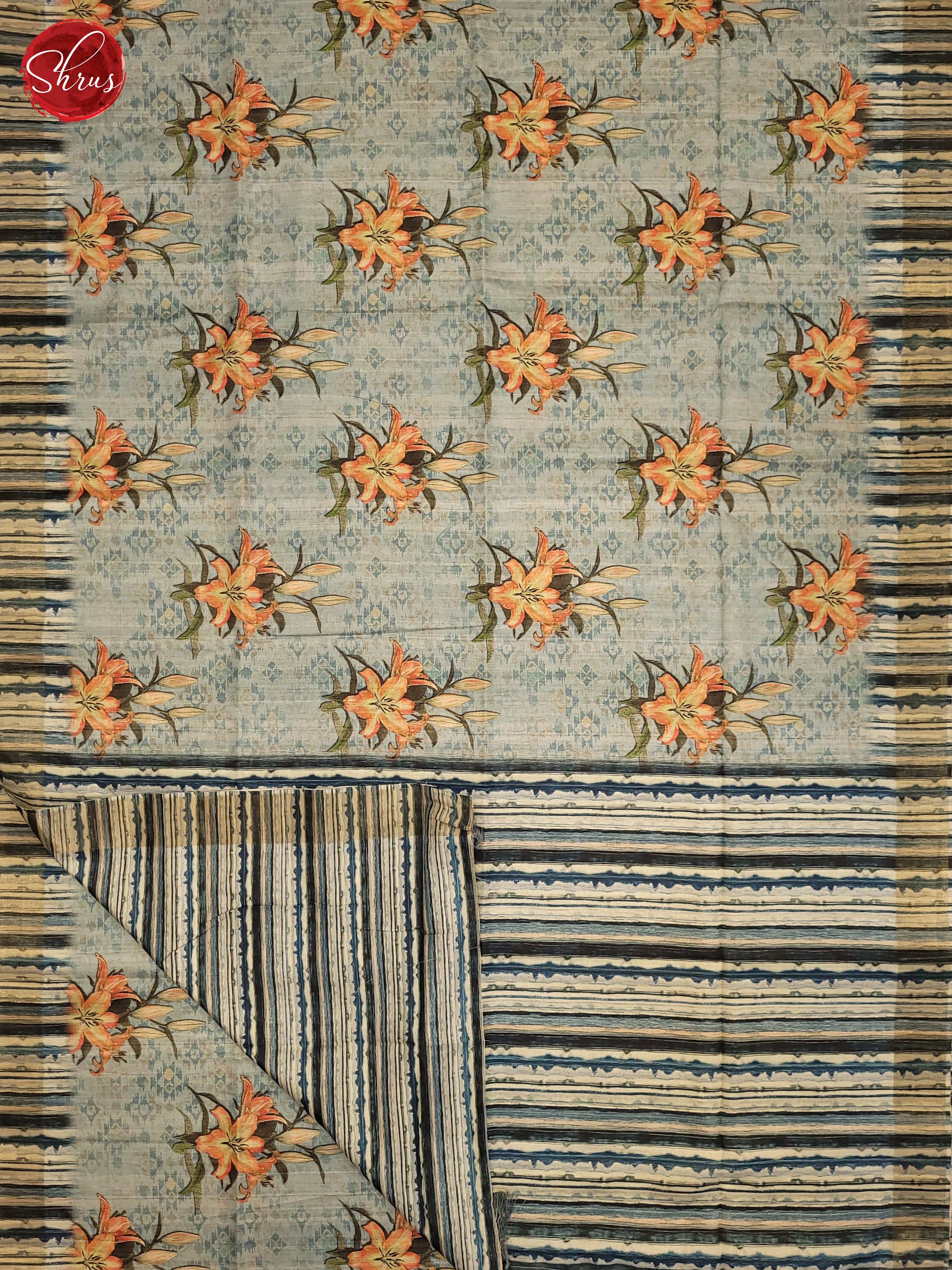 Blue & Black - Semi Tussar Saree - Shop on ShrusEternity.com