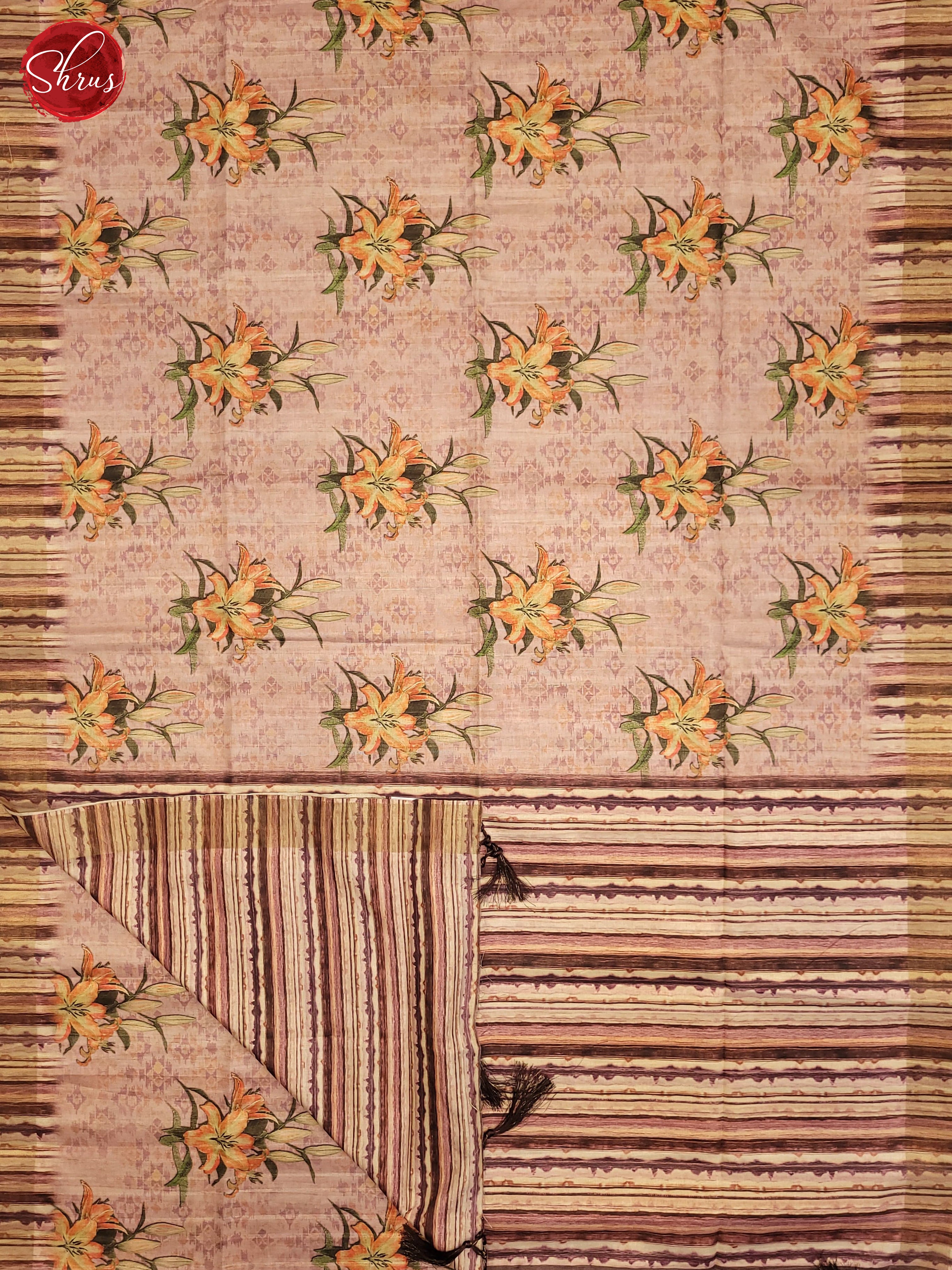 Pink & Brown - Semi Tussar Saree - Shop on ShrusEternity.com