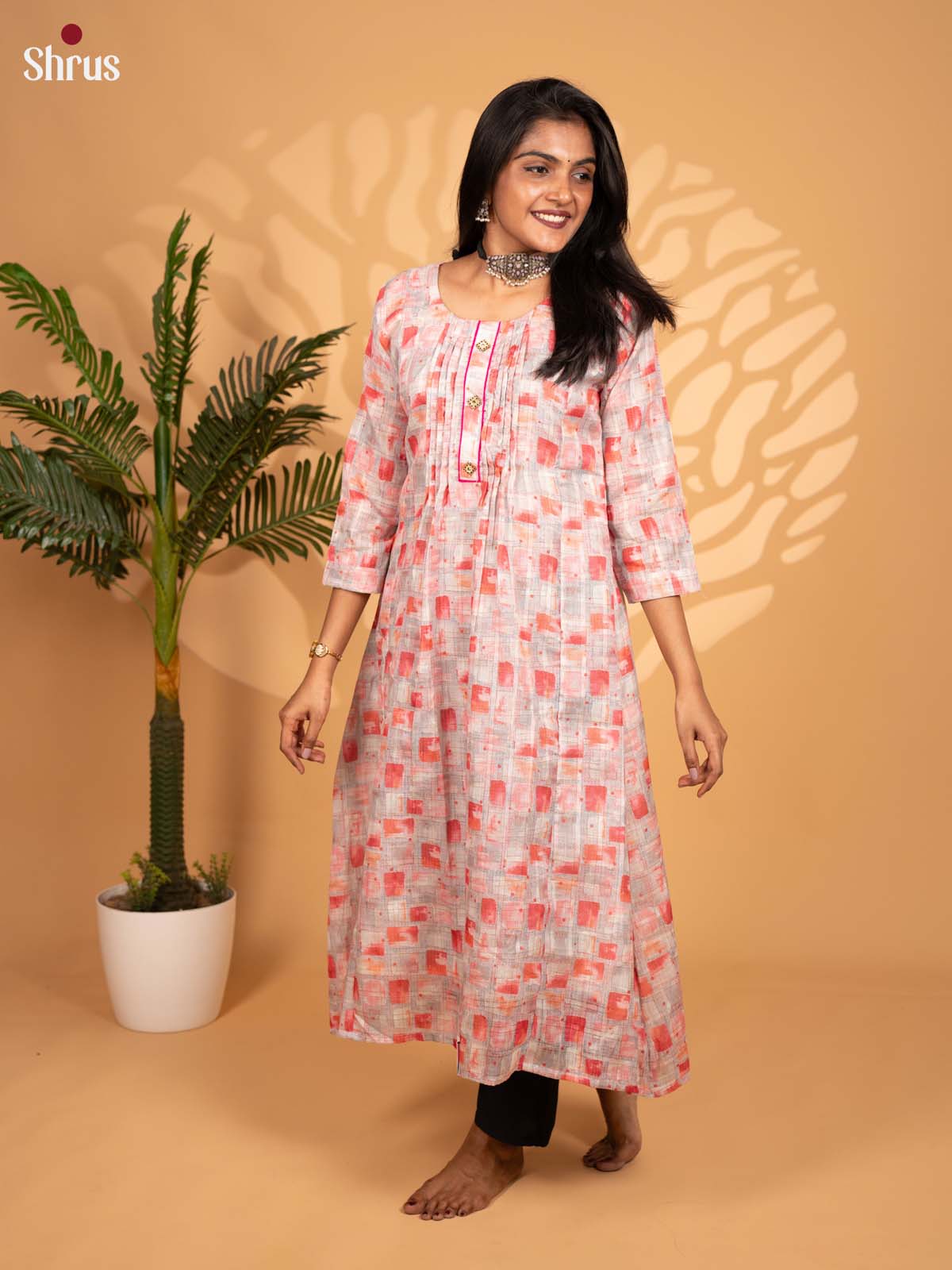 Grey & Pink - Readymade Kurti - Shop on ShrusEternity.com