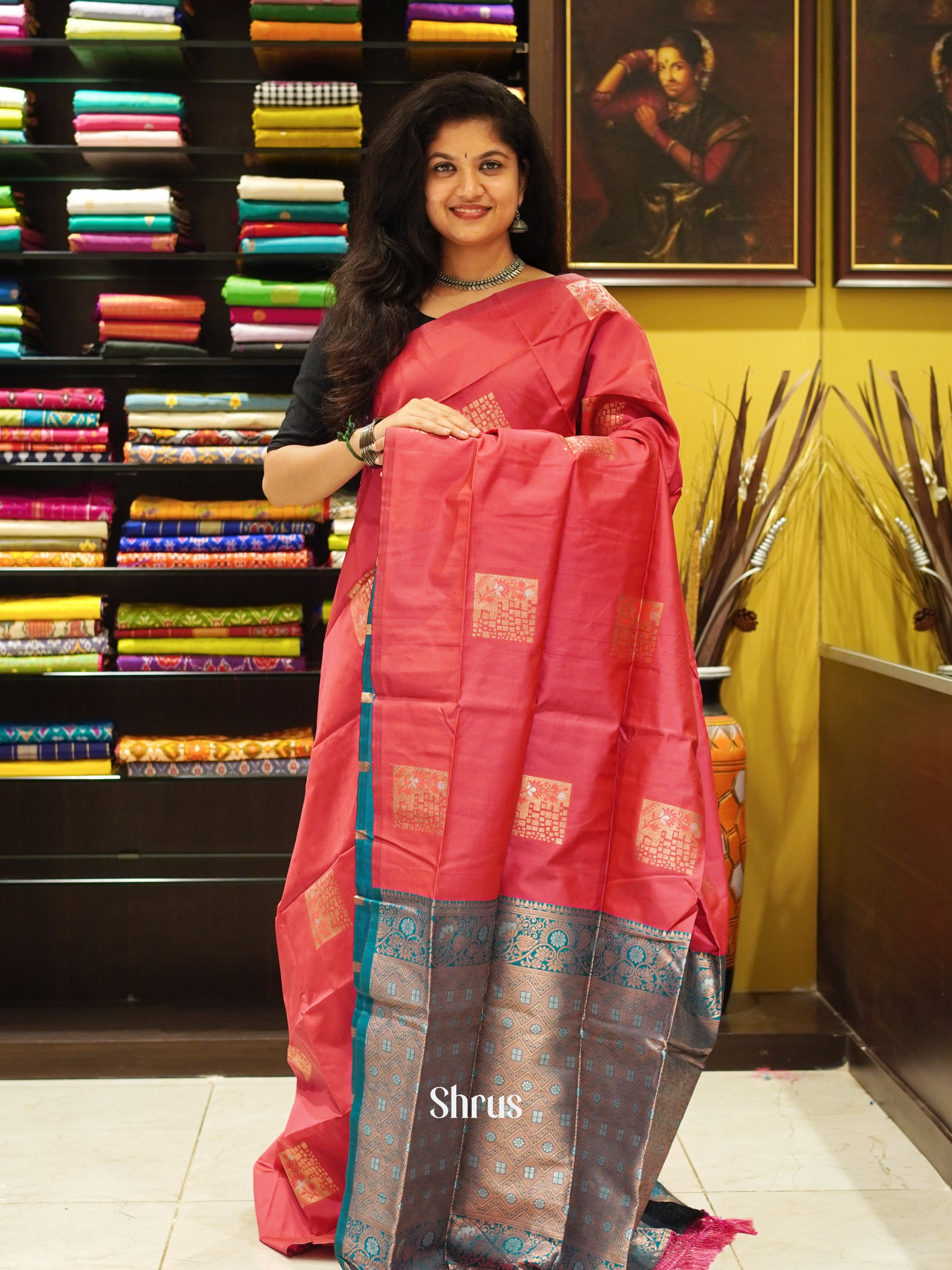 Pink And Green-semi soft silk saree - Shop on ShrusEternity.com