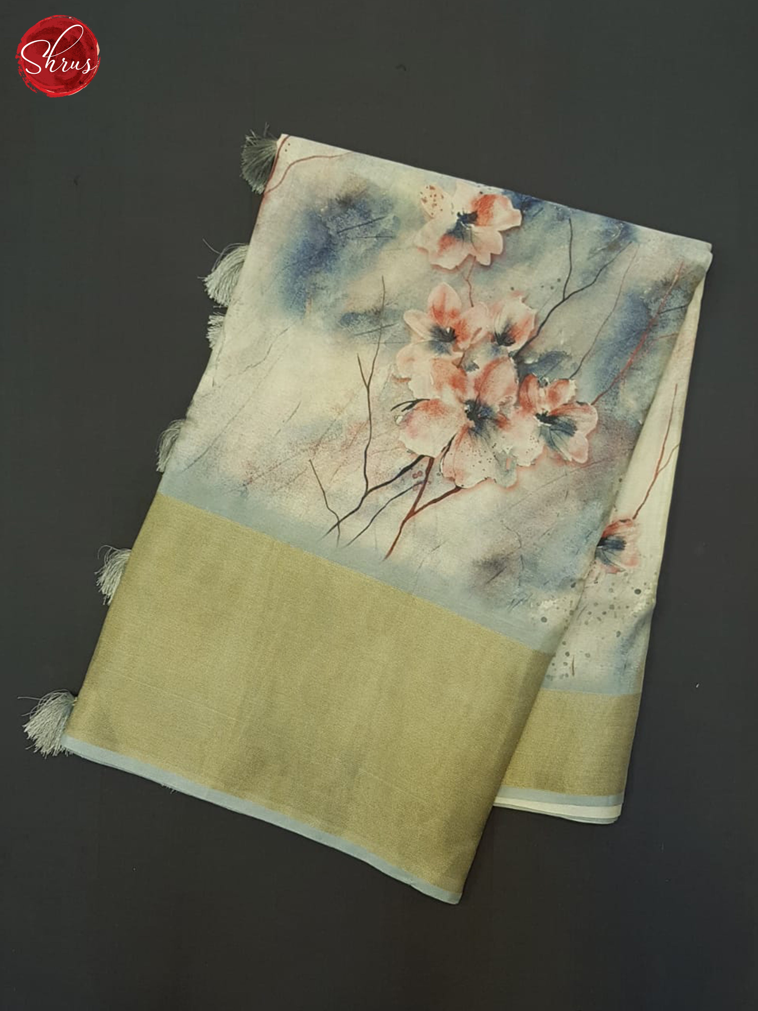 Bluish Grey(Single Tone)- Semi Tissue Saree - Shop on ShrusEternity.com