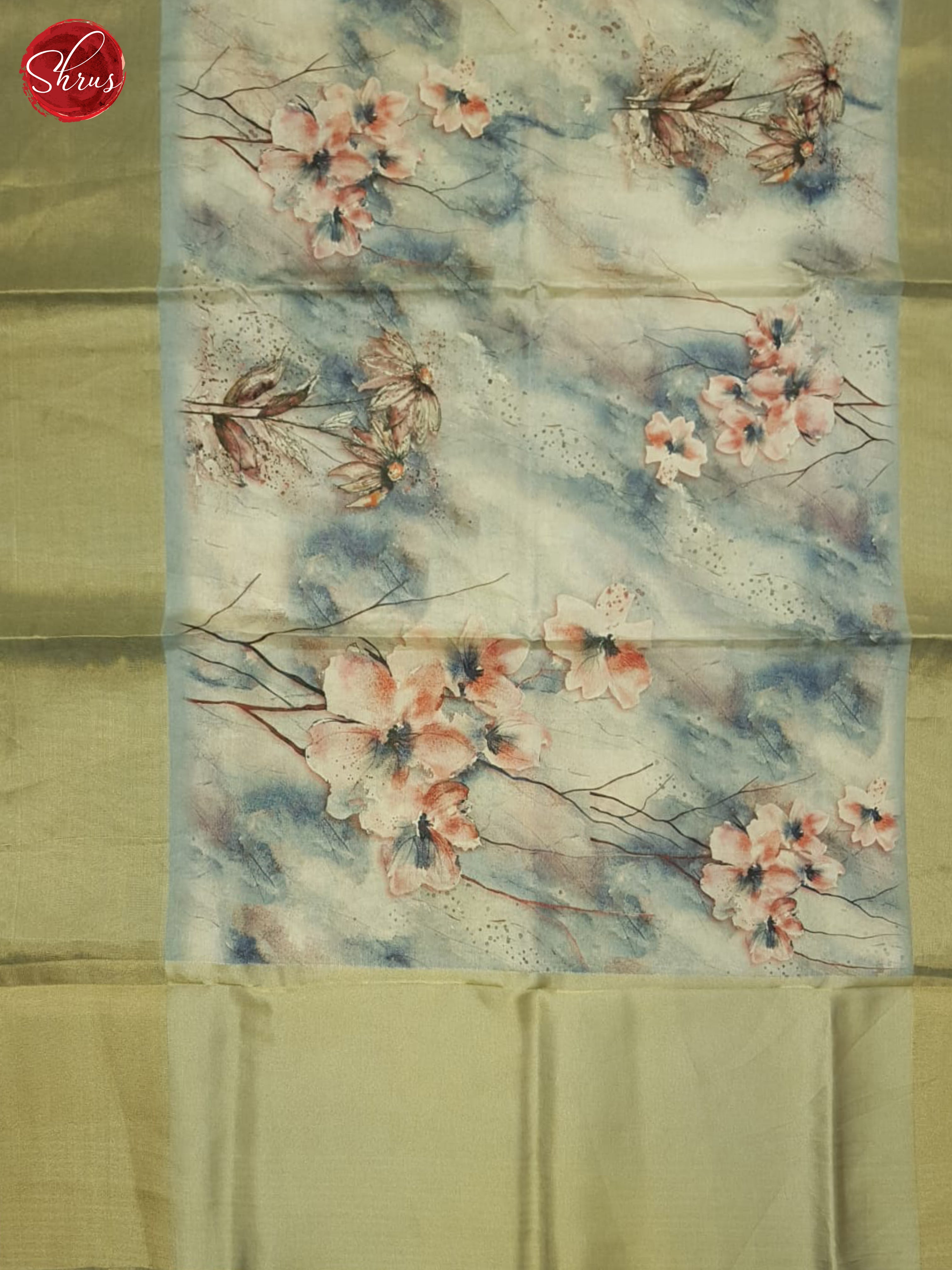 Bluish Grey(Single Tone)- Semi Tissue Saree - Shop on ShrusEternity.com