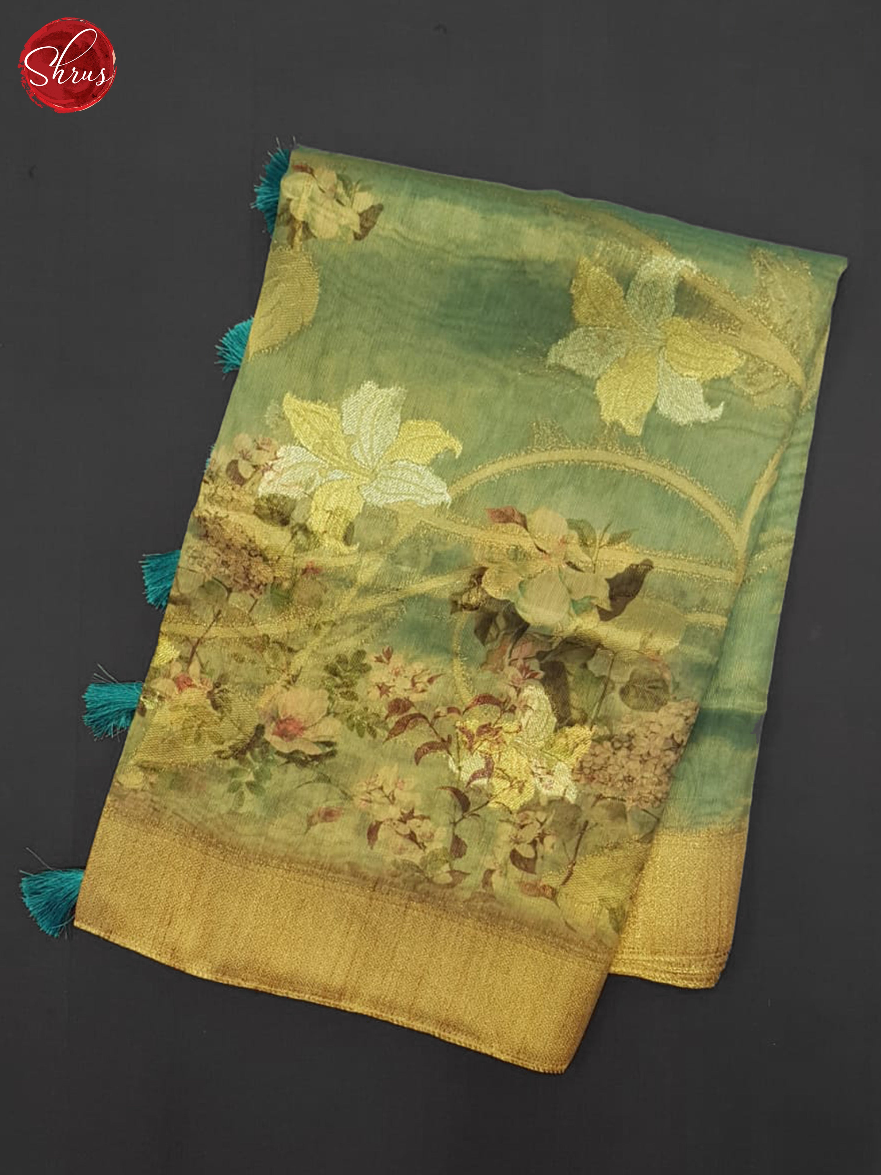 Green & Brown - Semi Tissue Saree - Shop on ShrusEternity.com