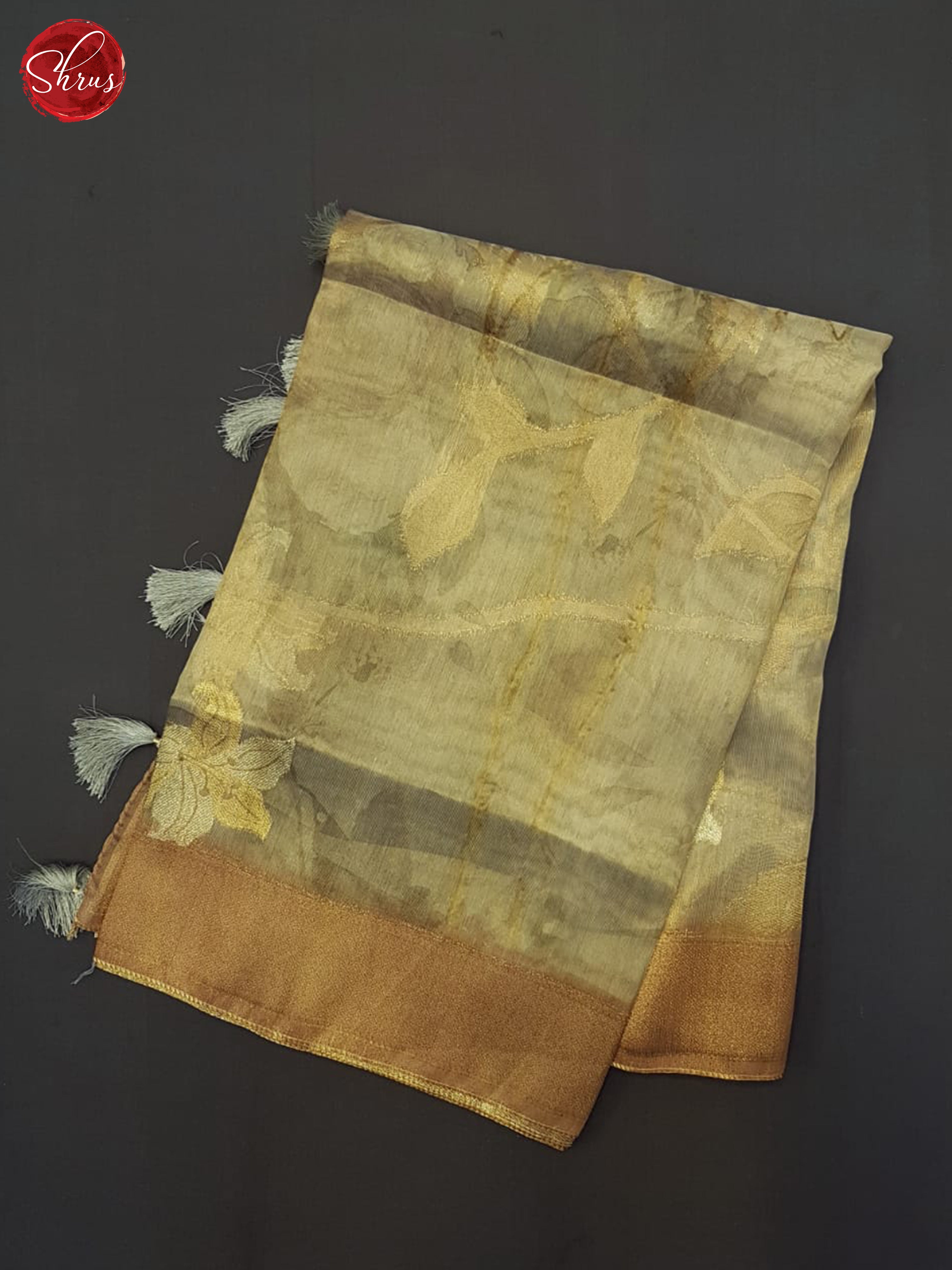 Grey & Beige-Semi Tissue Saree - Shop on ShrusEternity.com