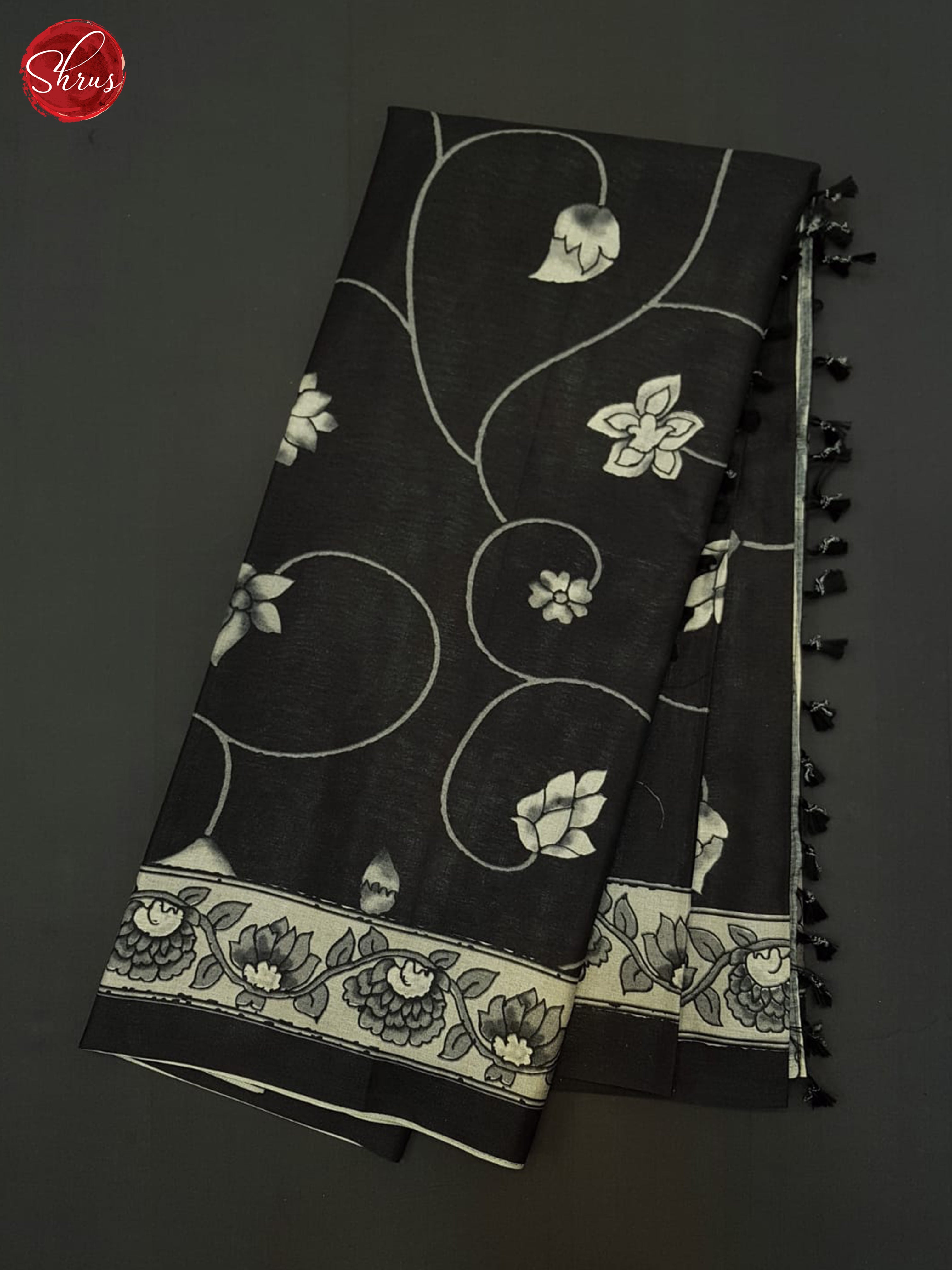 Black(Single Tone) - Semi Tussar Saree - Shop on ShrusEternity.com