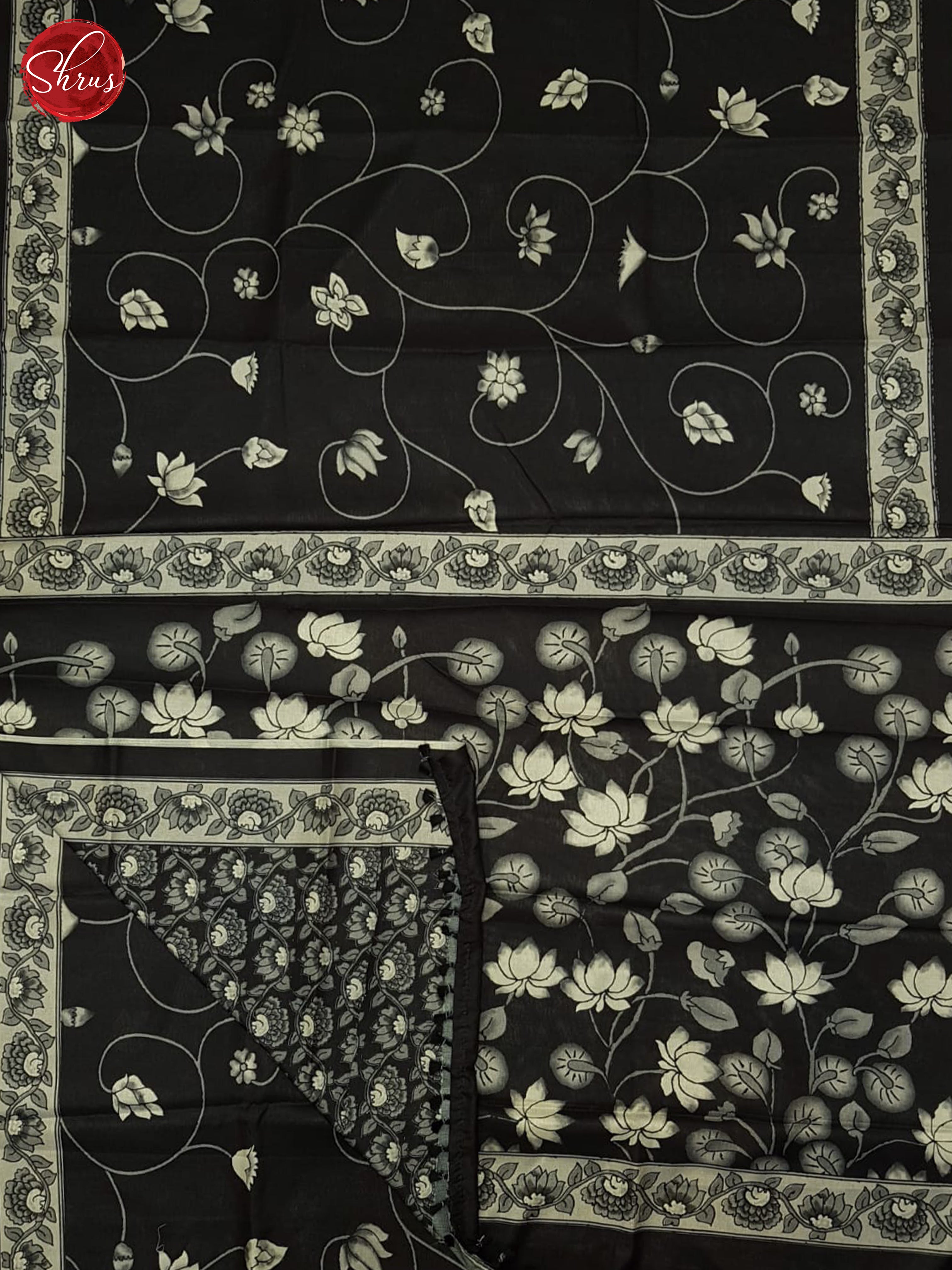 Black(Single Tone) - Semi Tussar Saree - Shop on ShrusEternity.com