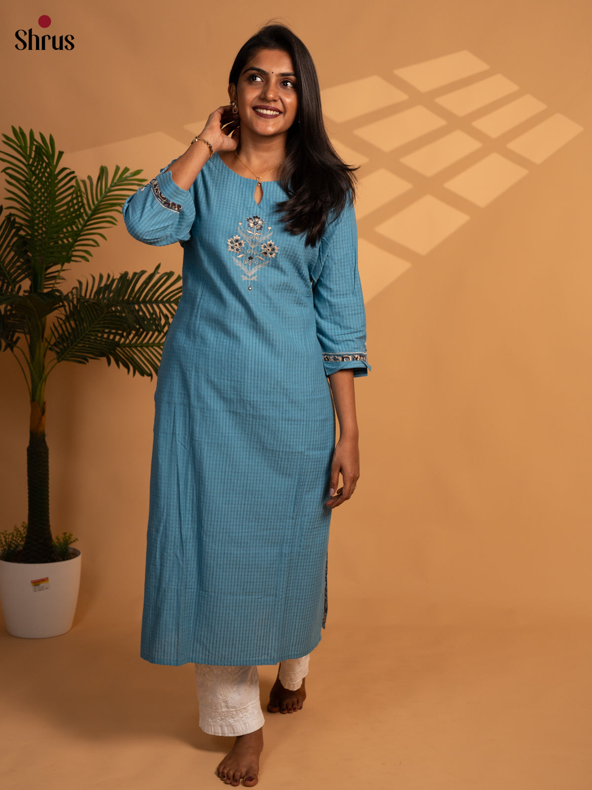 Blue - Readymade Kurti - Shop on ShrusEternity.com
