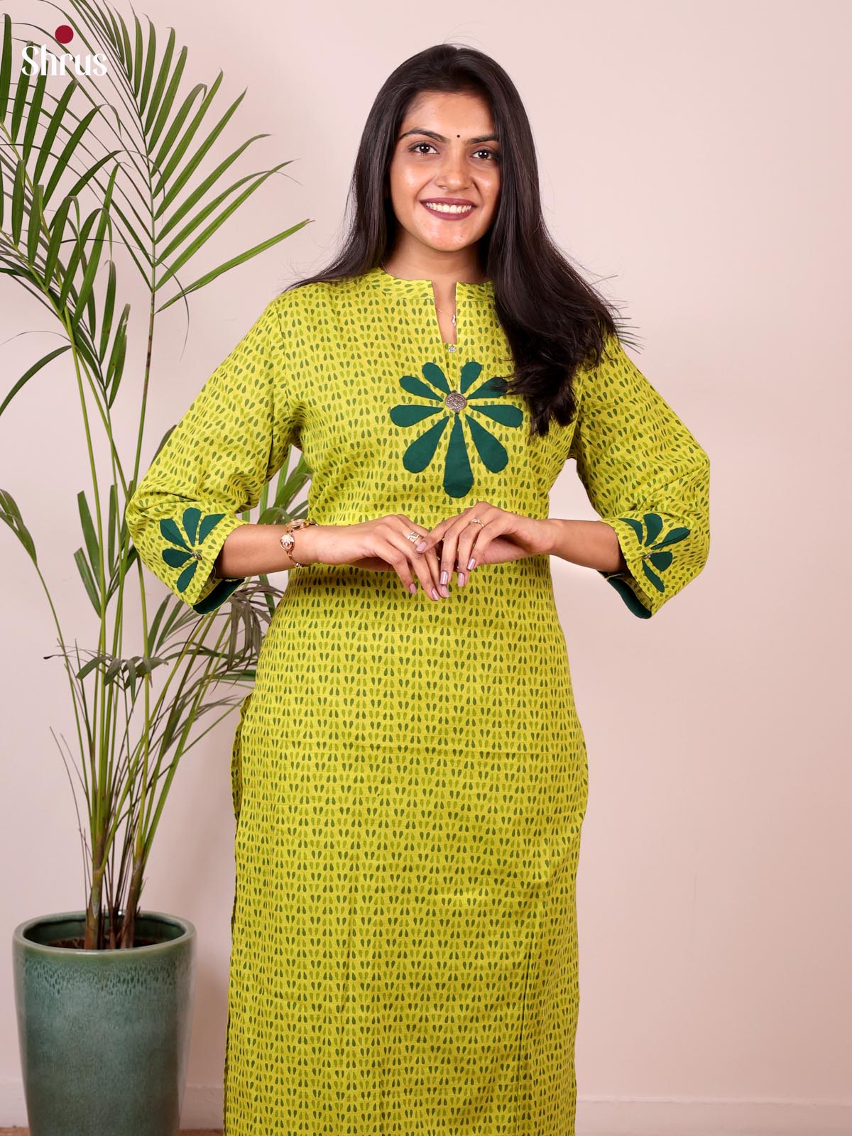 Lime Yellow - Readymade Kurti - Shop on ShrusEternity.com
