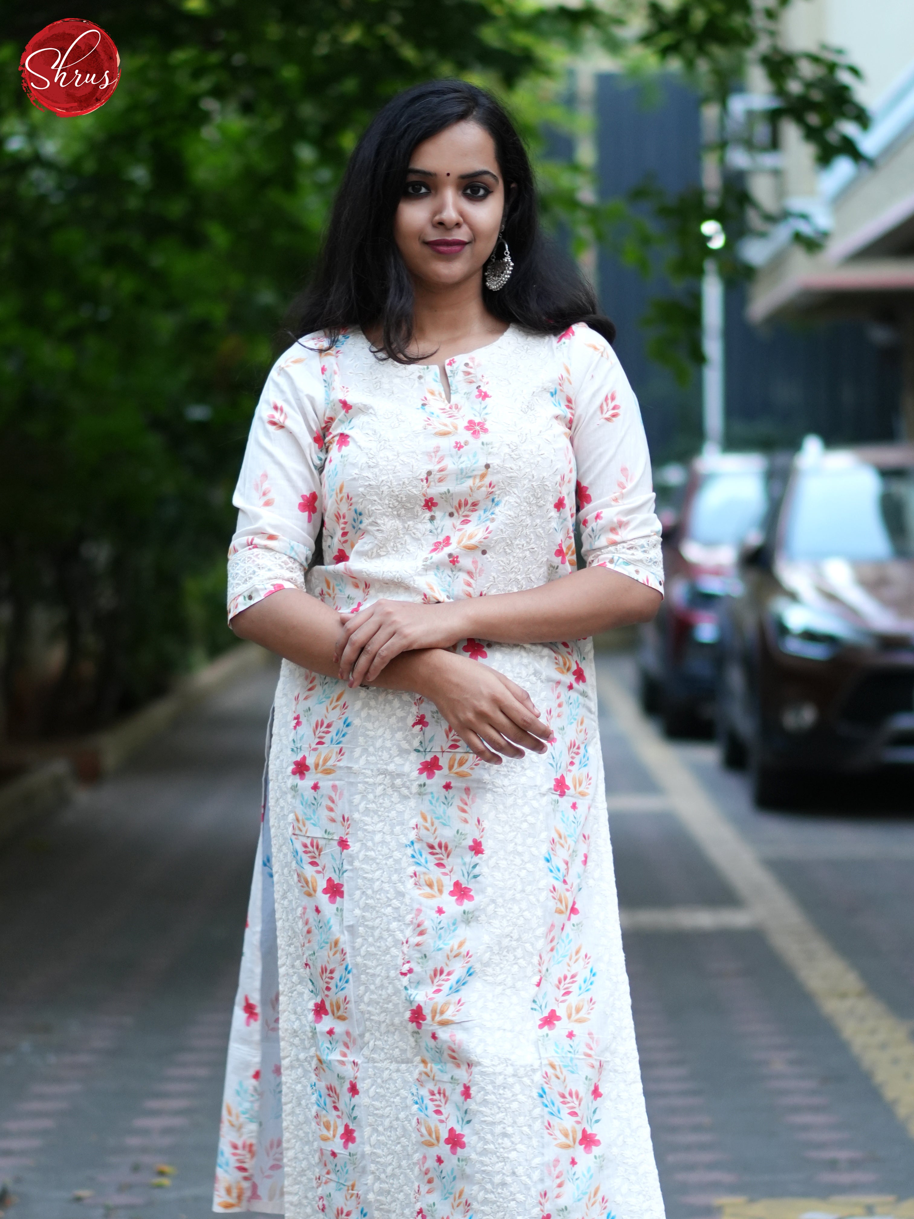 cream - embroidery Printed Readymade Kurti - Shop on ShrusEternity.com