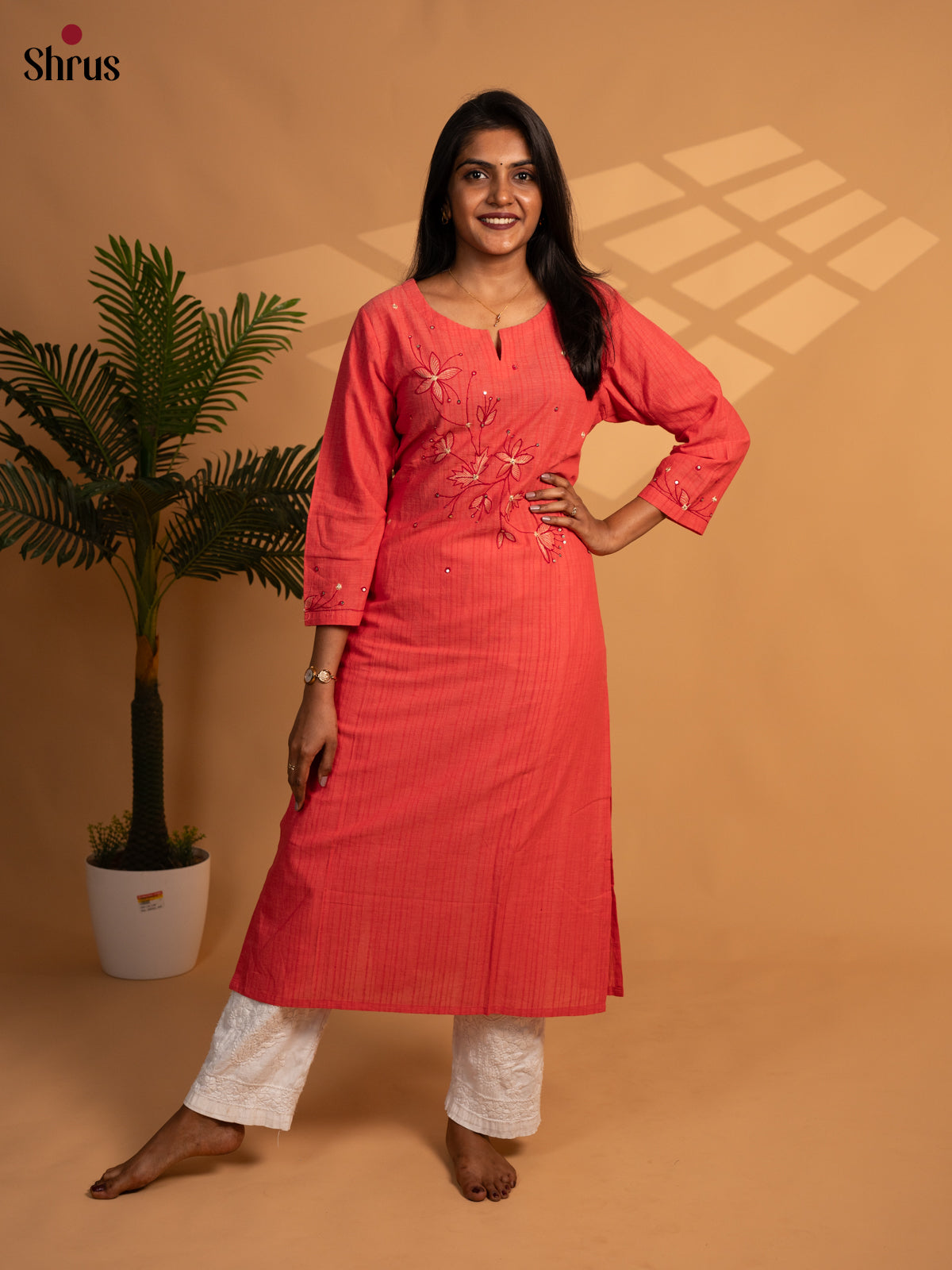 Red - Readymade kurti - Shop on ShrusEternity.com