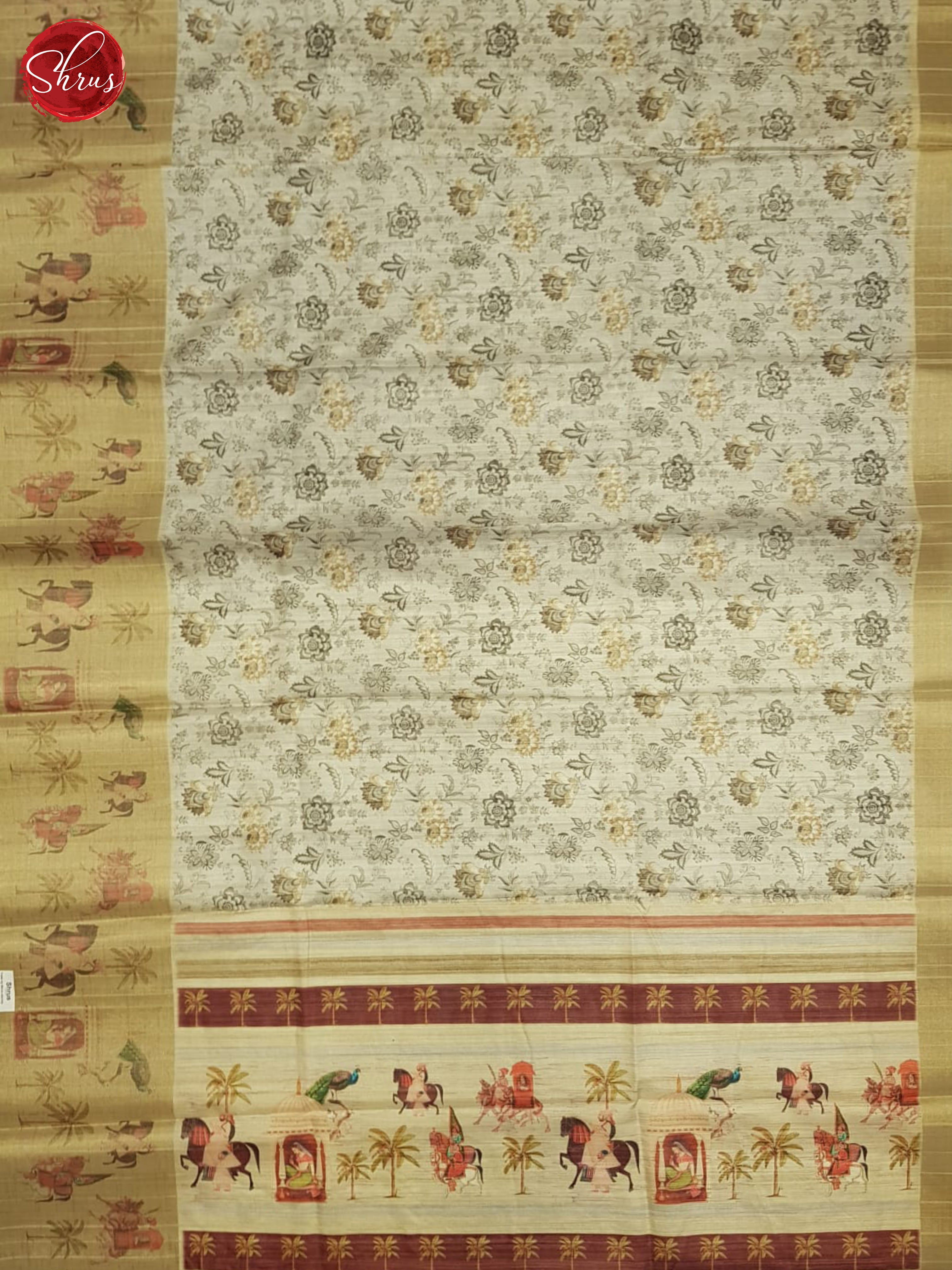 Grey And Beige-Semi Tussar Saree - Shop on ShrusEternity.com