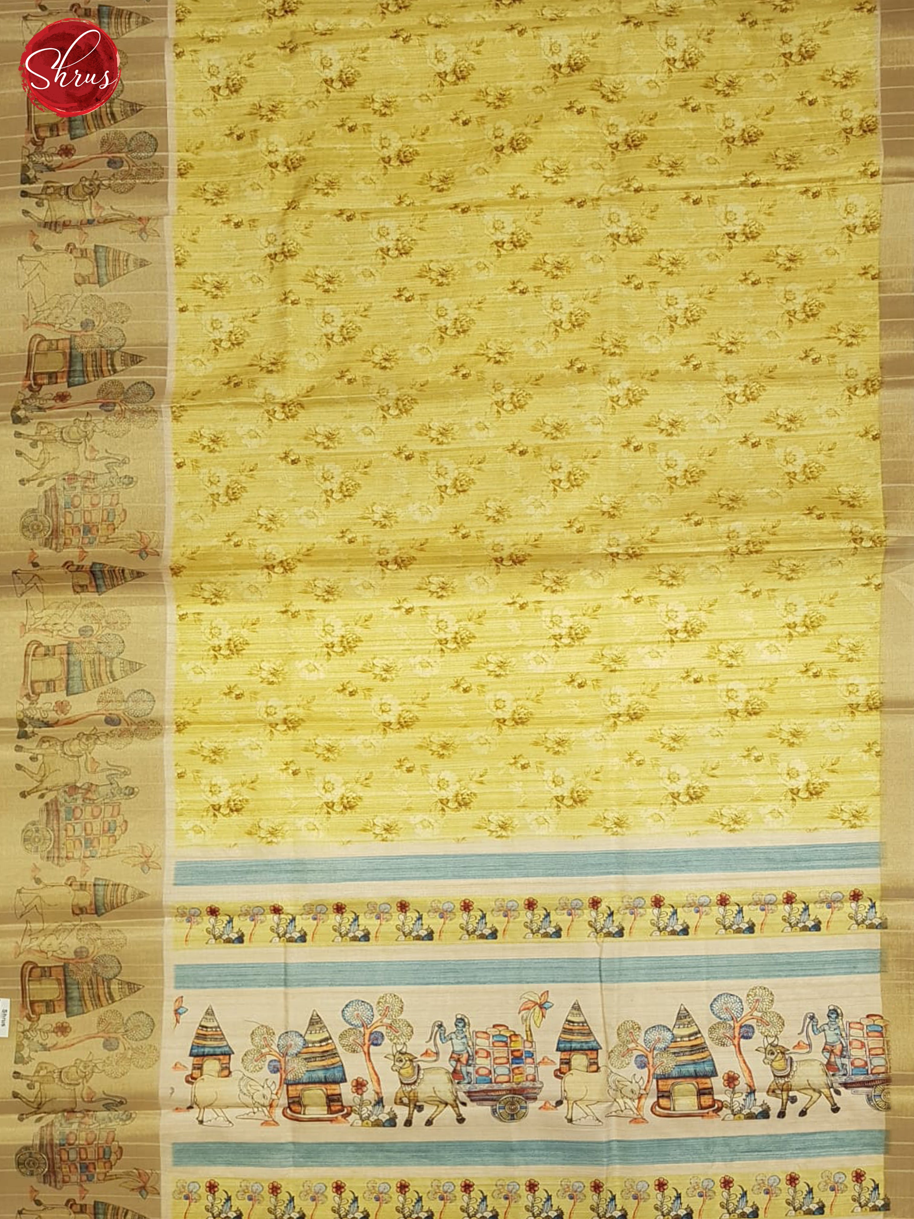 Yellow And Beige-Semi Tussar Saree - Shop on ShrusEternity.com