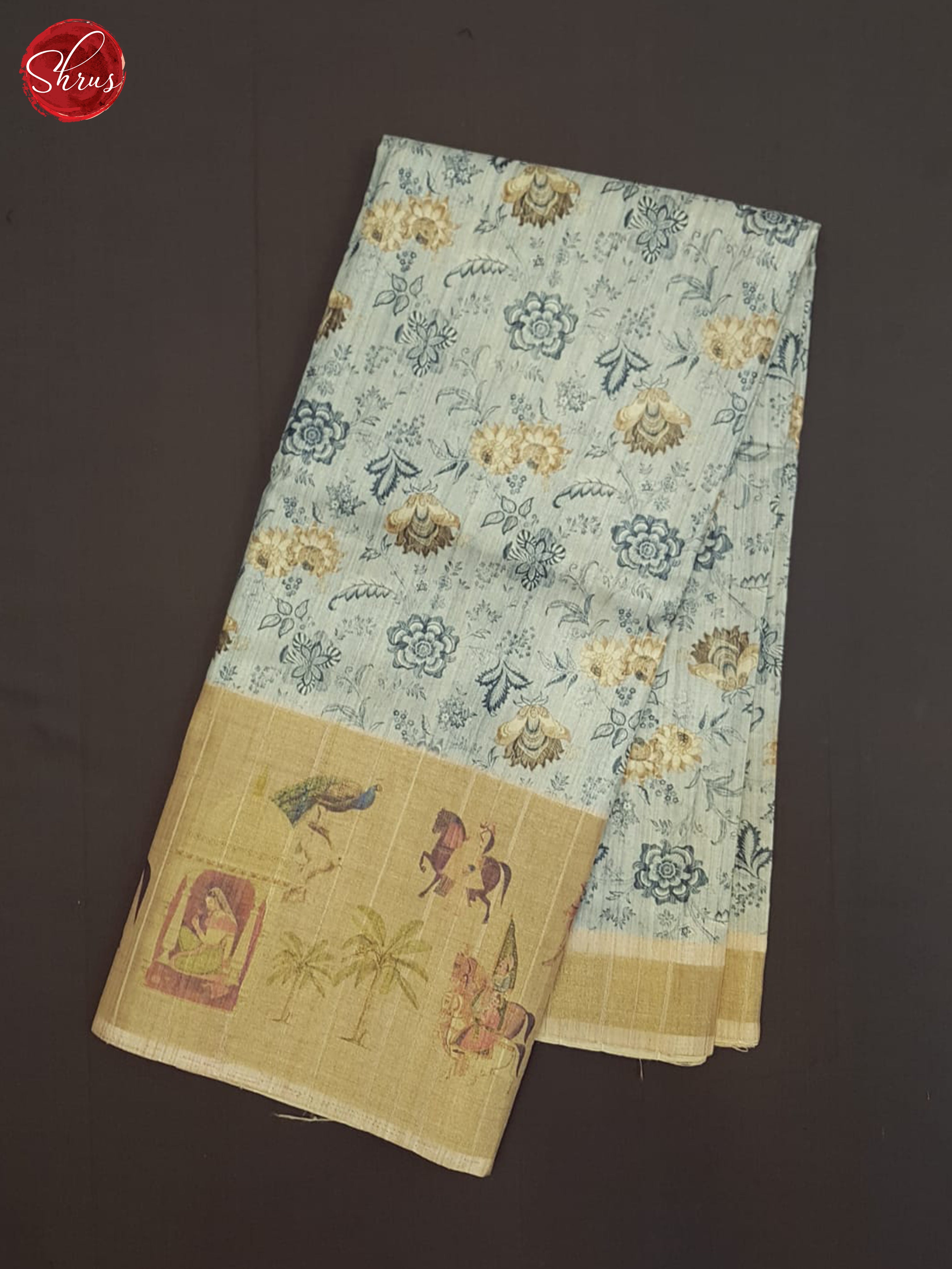 Grey And Beige-Semi tussar Saree - Shop on ShrusEternity.com