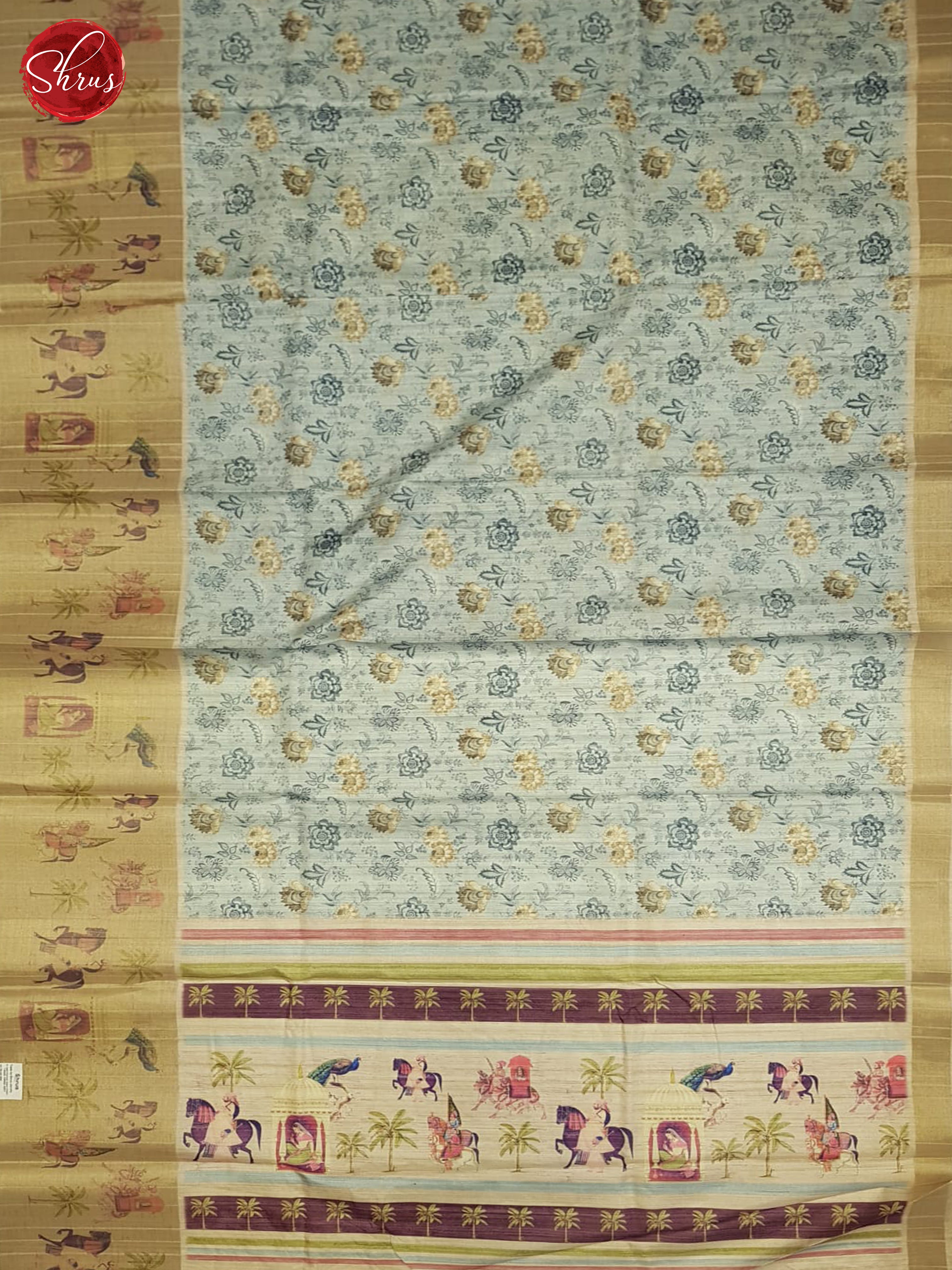 Grey And Beige-Semi tussar Saree - Shop on ShrusEternity.com