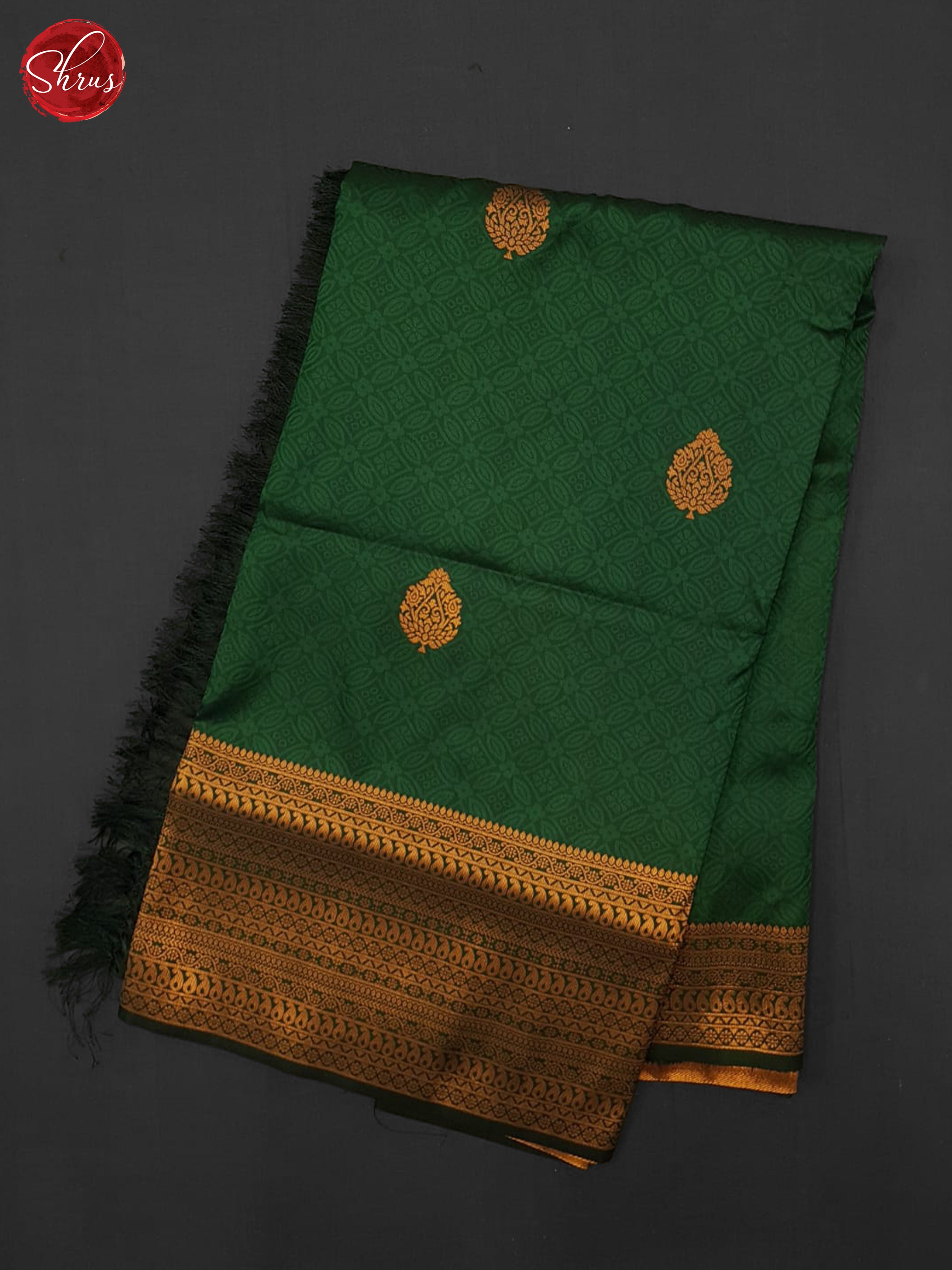 Green(single tone)- Semi Kanchipuram Saree - Shop on ShrusEternity.com