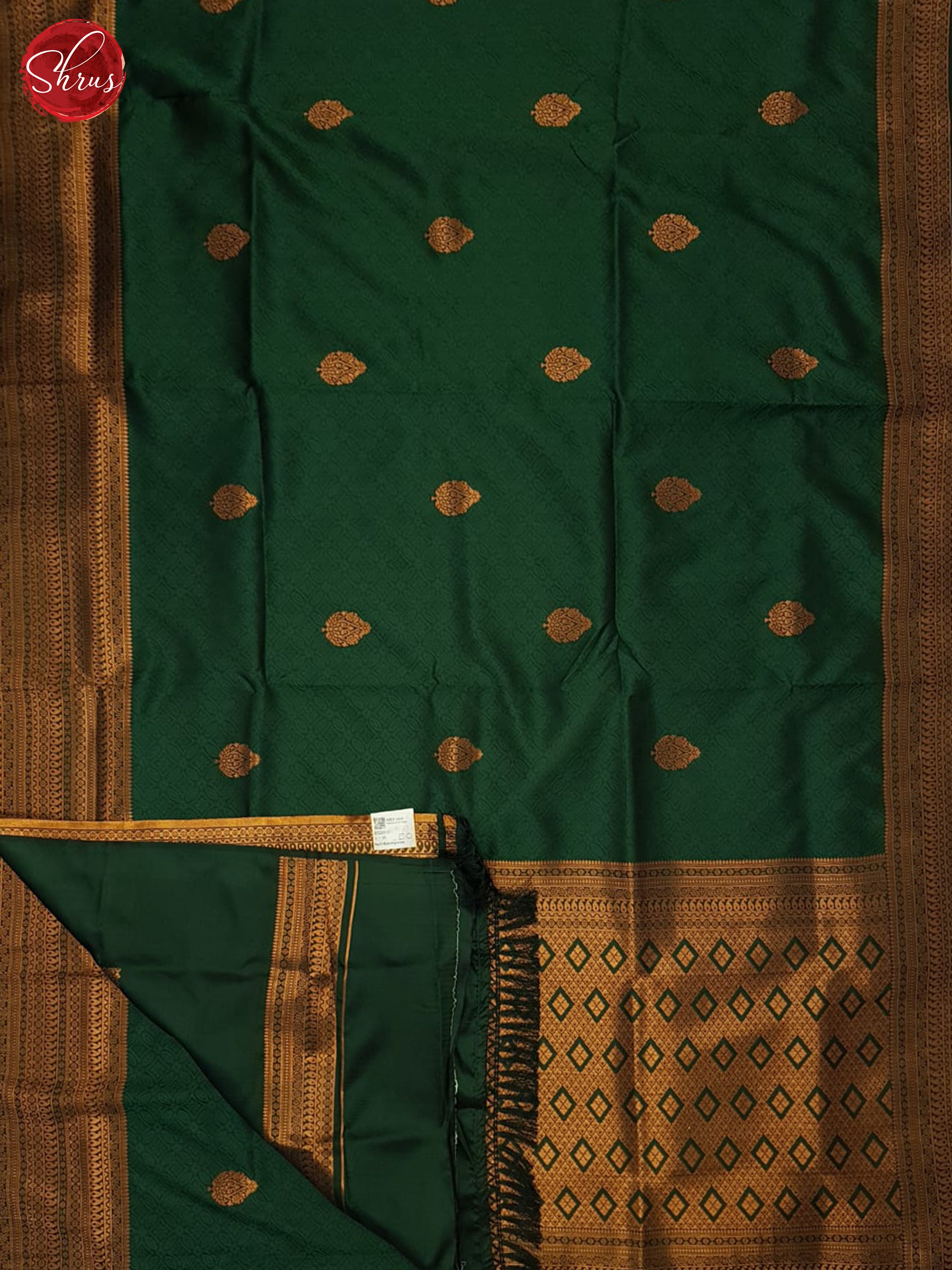 Green(single tone)- Semi Kanchipuram Saree - Shop on ShrusEternity.com