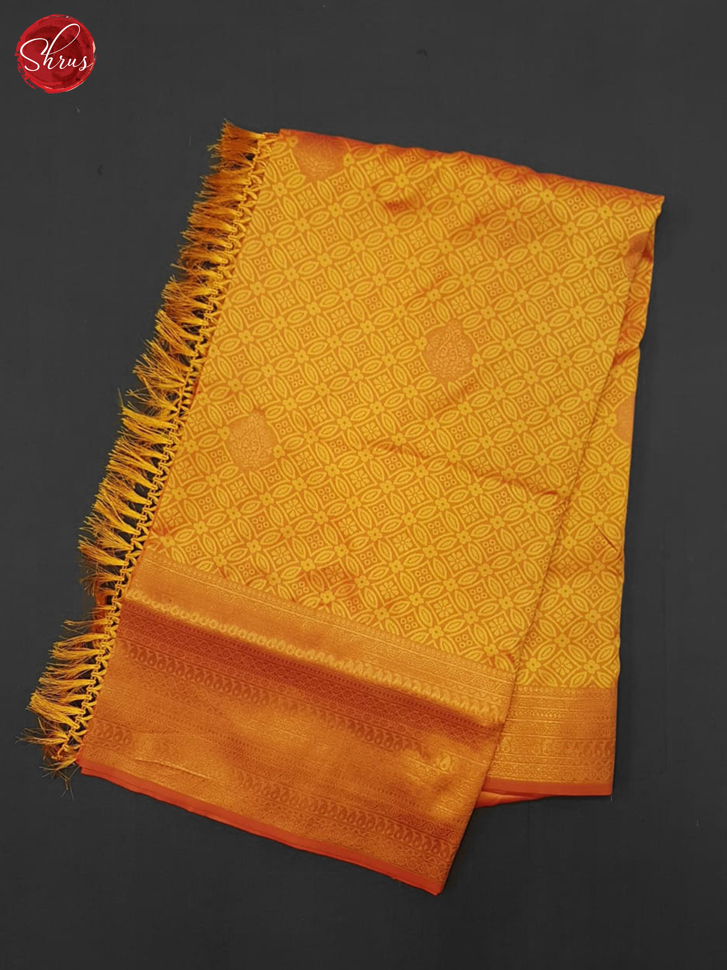 Orange(Single Tone) - Semi Kanchipuram Saree - Shop on ShrusEternity.com