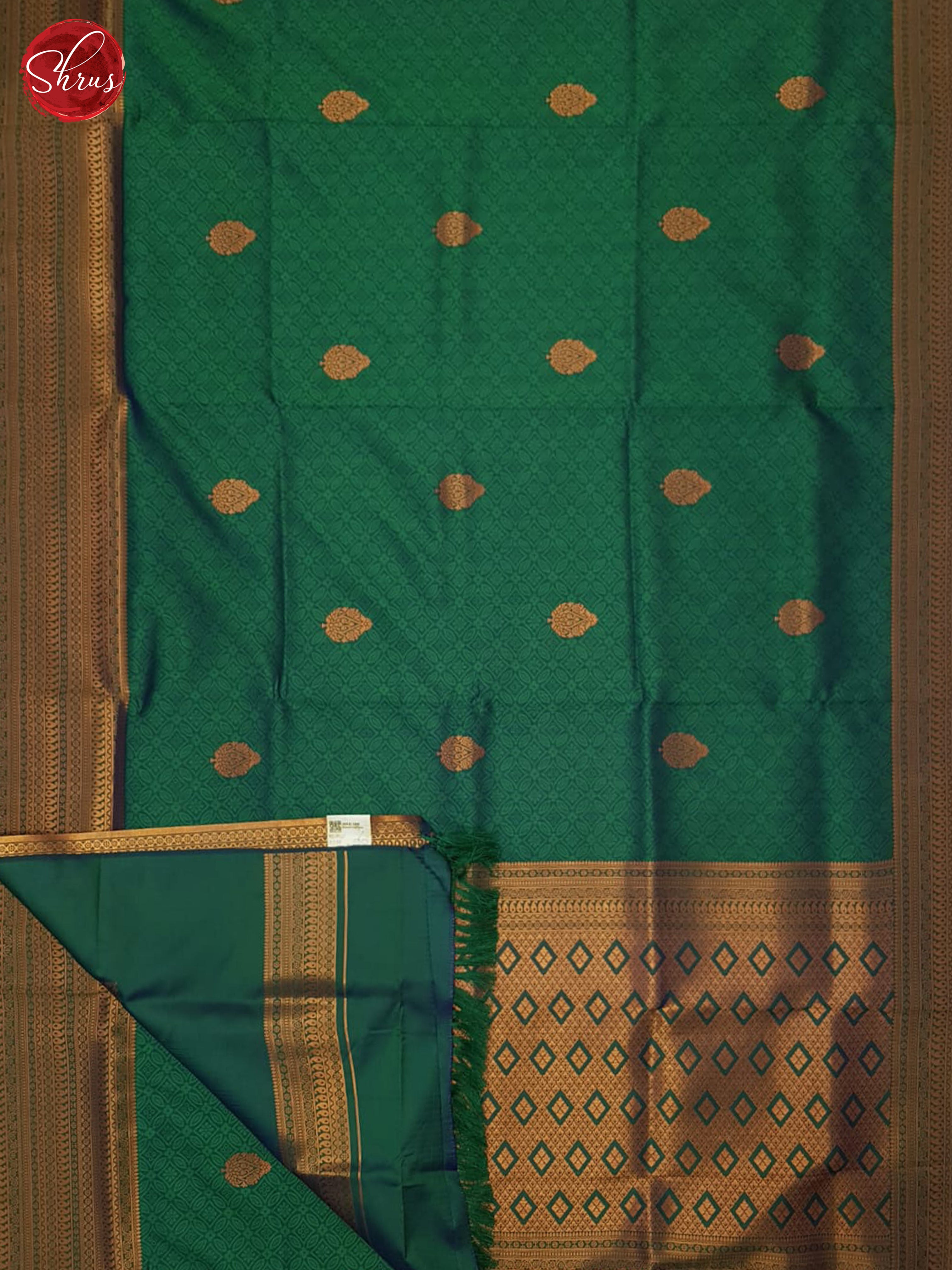 Green(single tone) - Semi Kanchipuram Saree - Shop on ShrusEternity.com