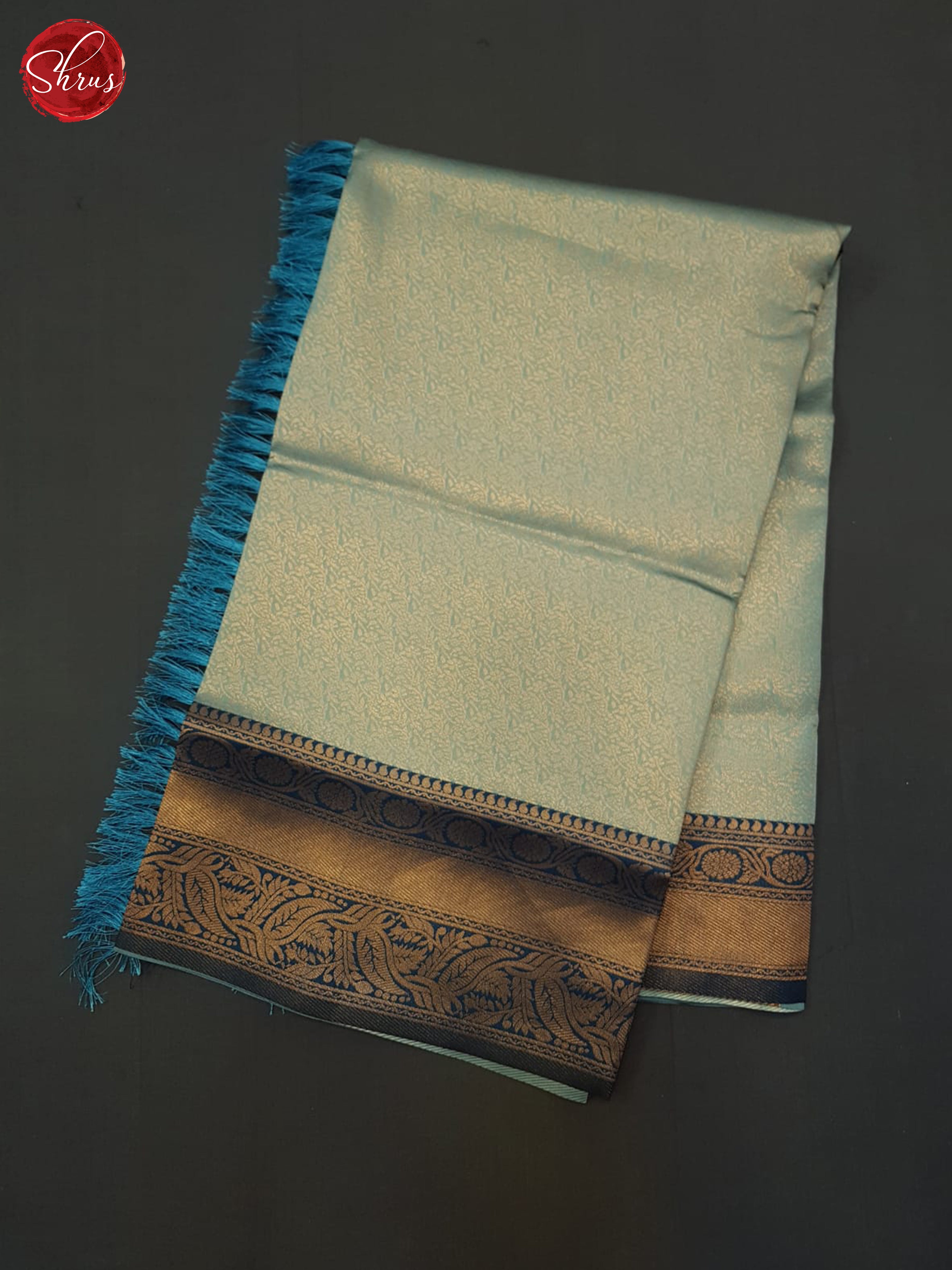 Light Blue & Navy Blue - Semi Kanchipuram Saree - Shop on ShrusEternity.com