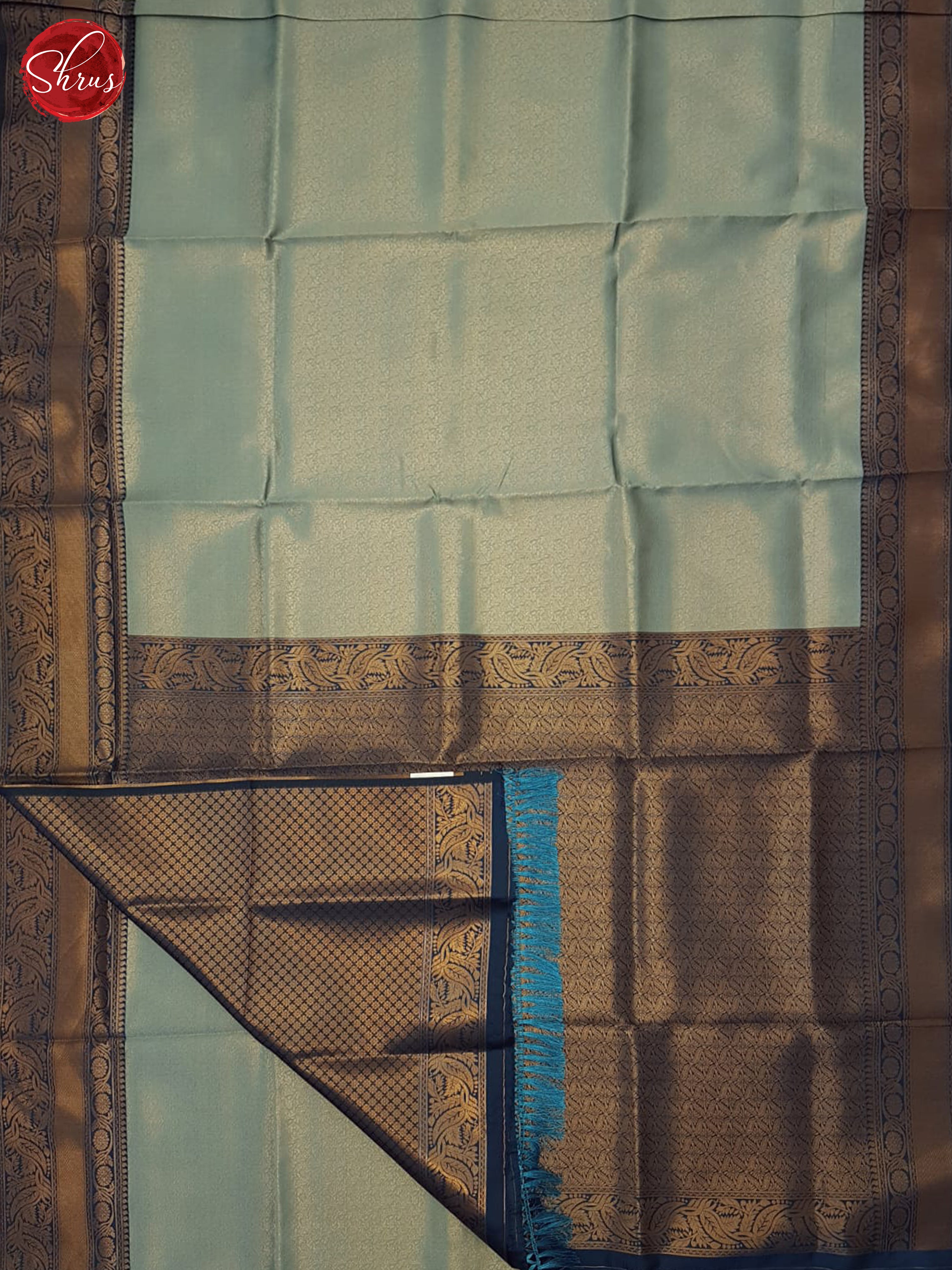 Light Blue & Navy Blue - Semi Kanchipuram Saree - Shop on ShrusEternity.com