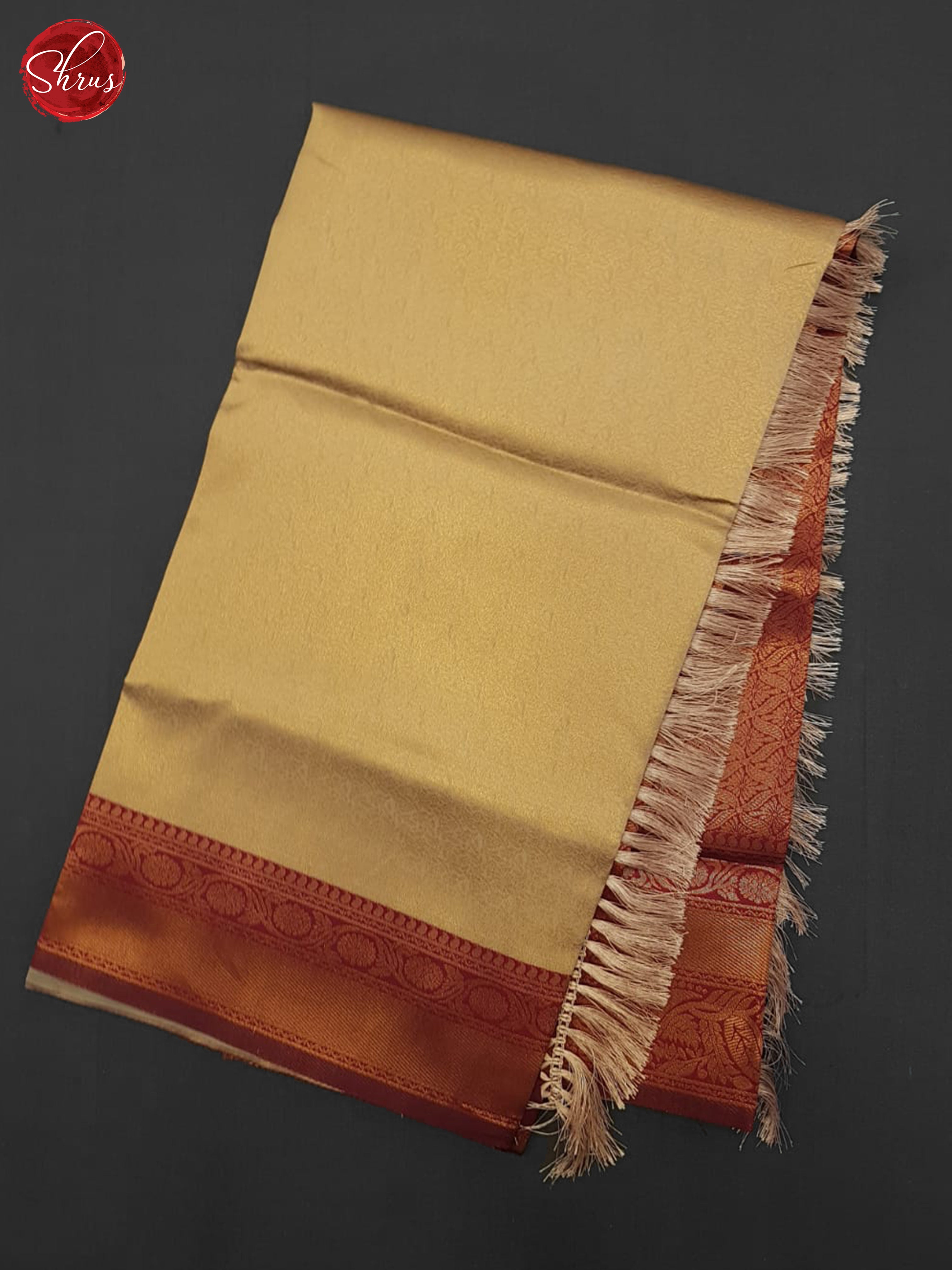 Sandal and Arakku Maroon- Semi Kanchipuram Saree - Shop on ShrusEternity.com