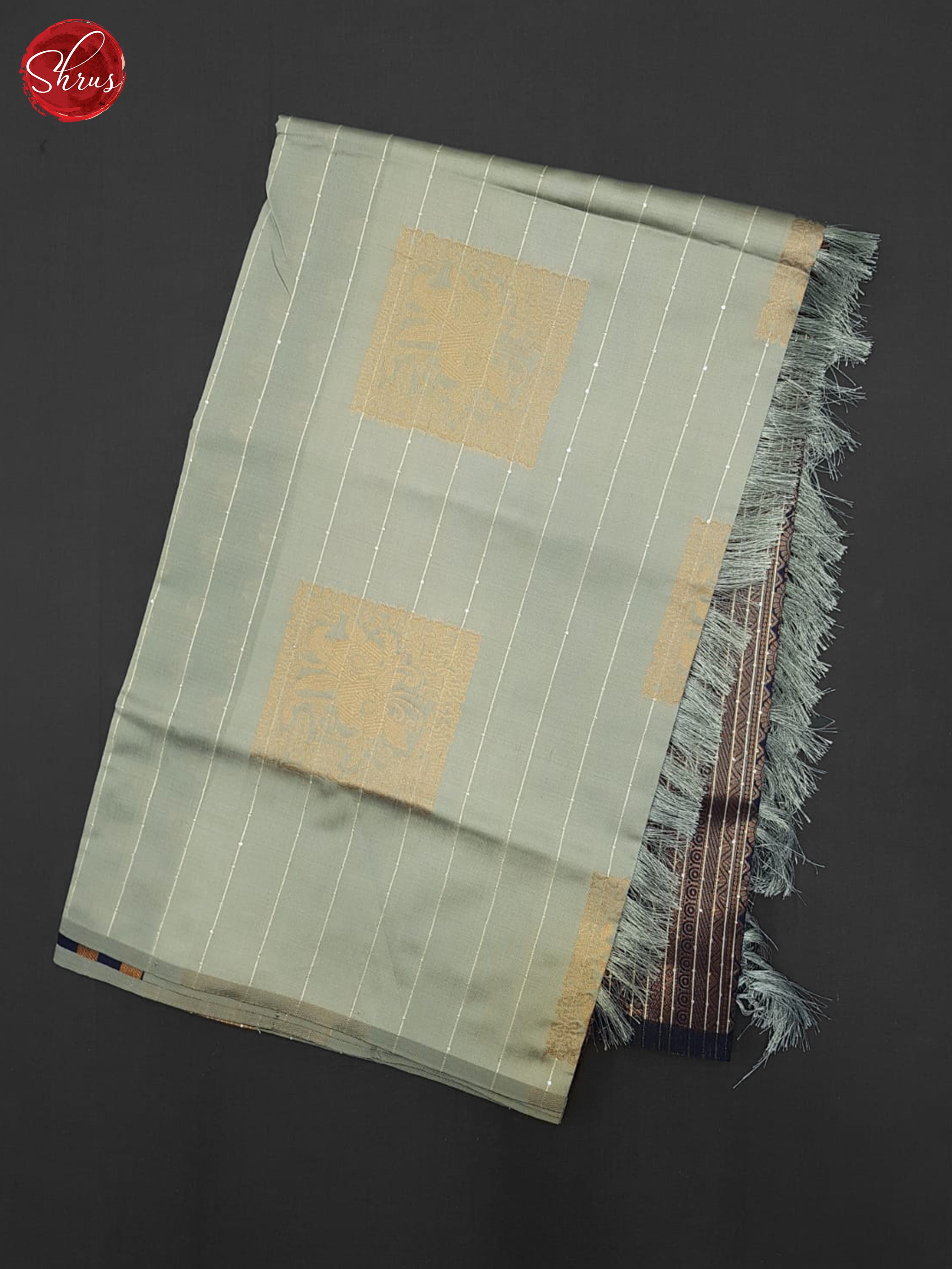 Grey & Blue - Semi Softsilk Saree - Shop on ShrusEternity.com