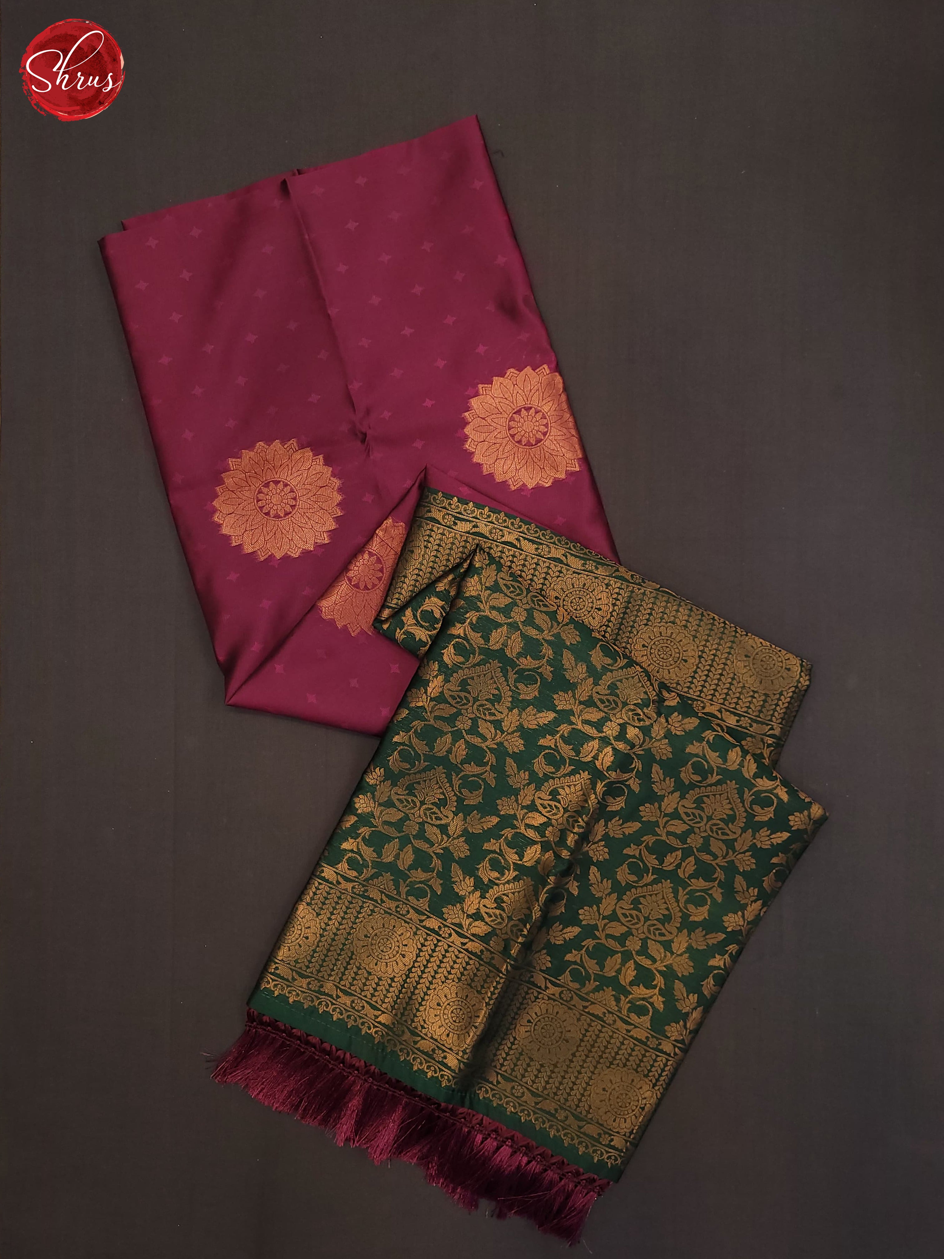 Wine and Green- Semi Soft Silk Saree - Shop on ShrusEternity.com