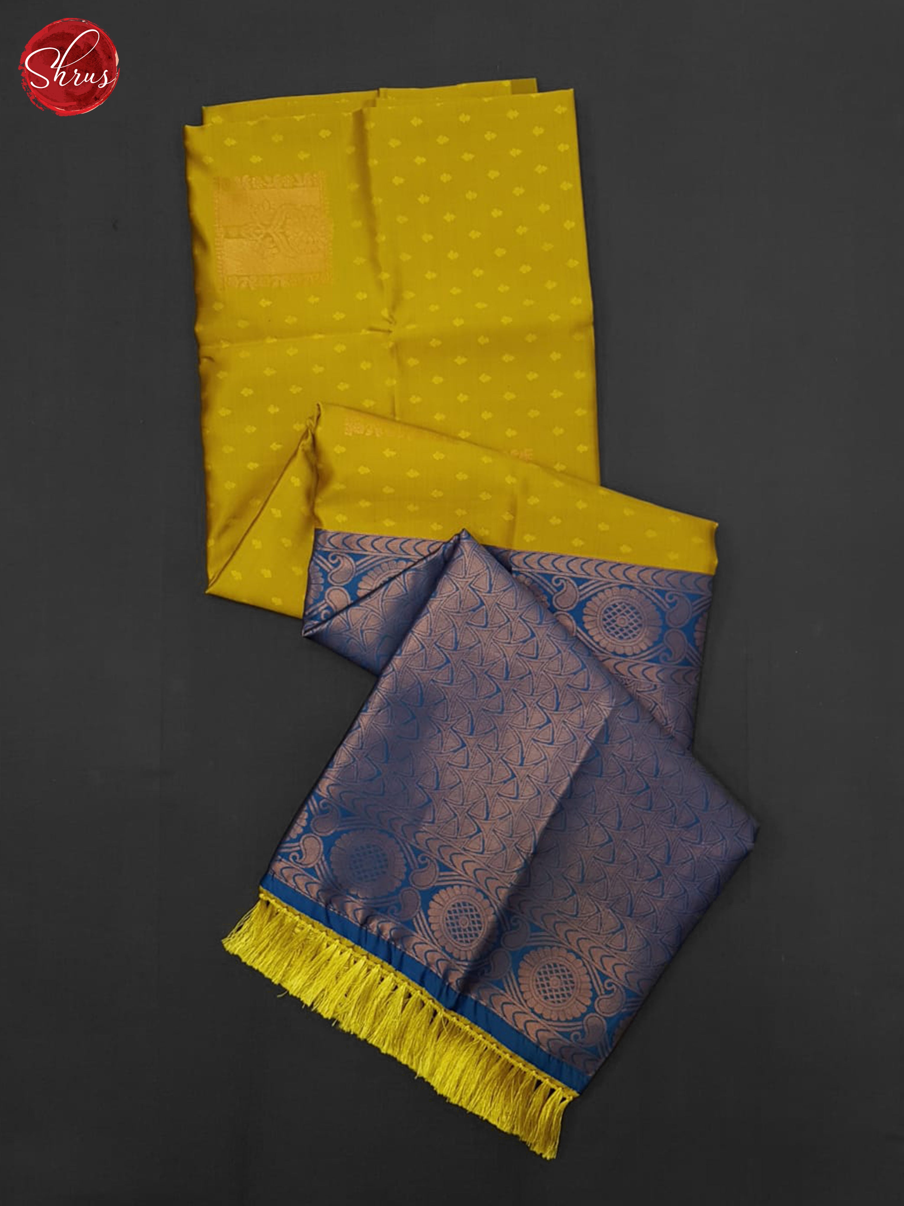 Mustard & Blue- Semi Softsilk Saree - Shop on ShrusEternity.com