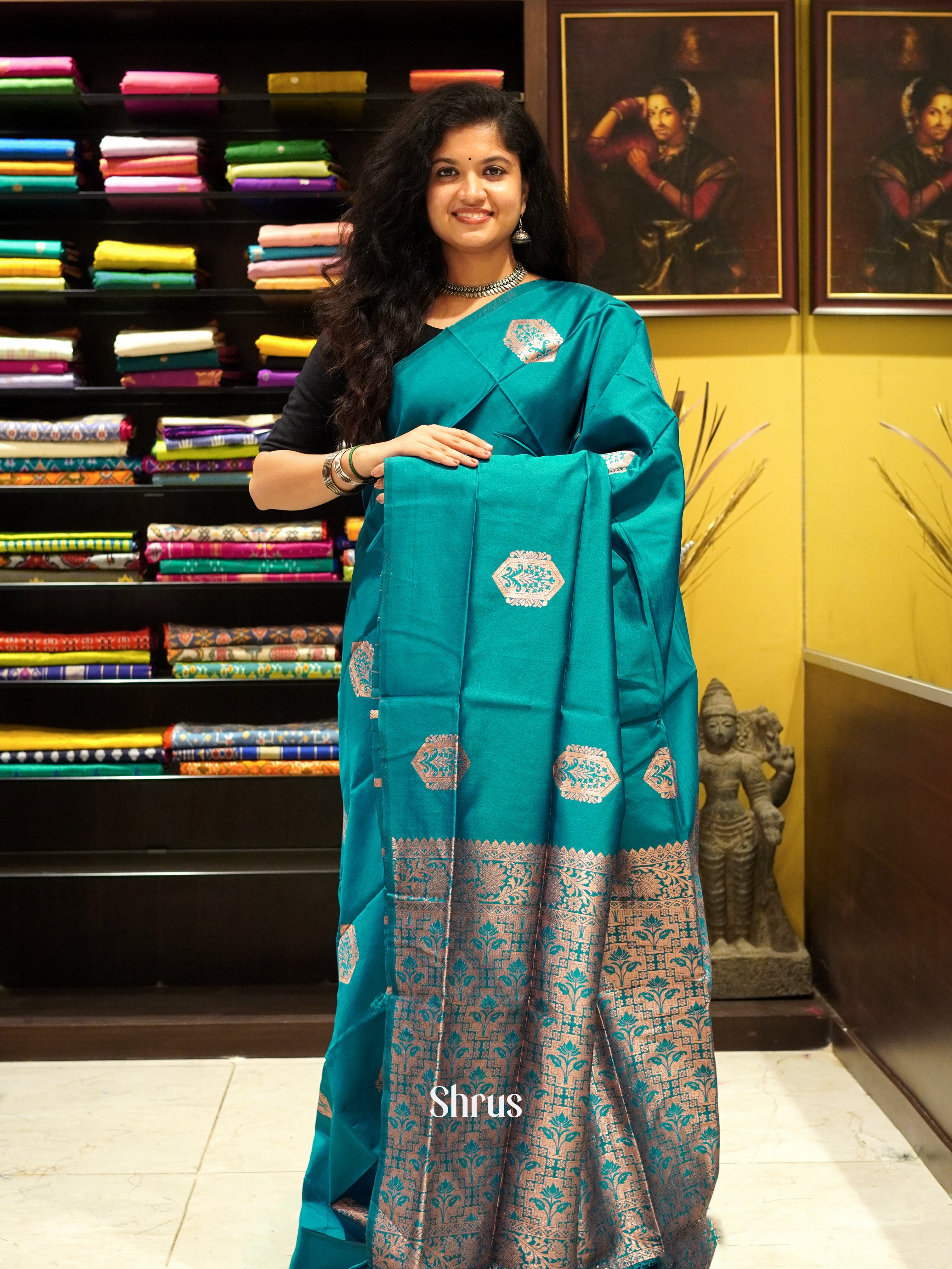 Green(single tone)-Semi soft silk saree - Shop on ShrusEternity.com