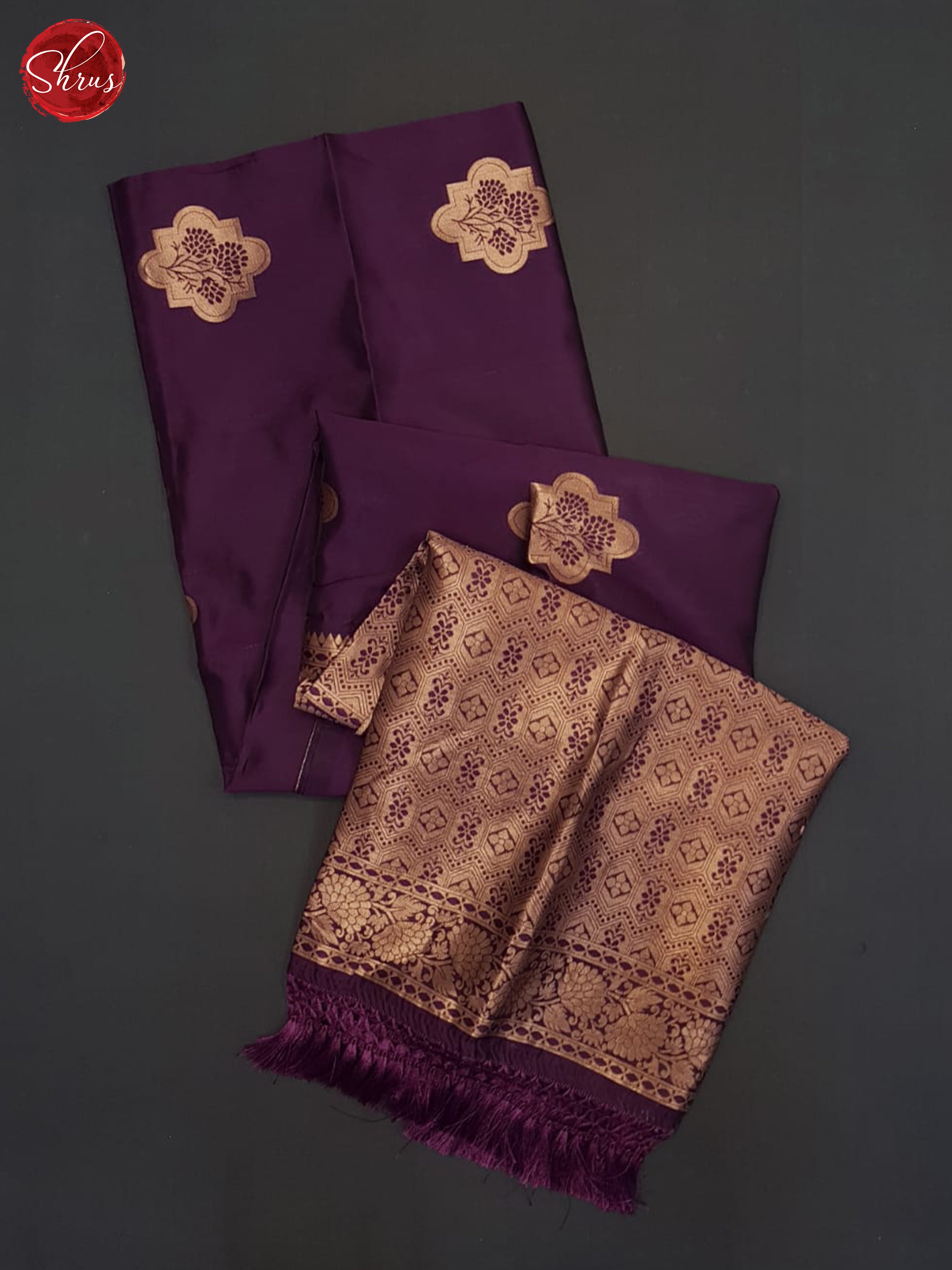 Wine(single tone)- Semi soft silk saree - Shop on ShrusEternity.com