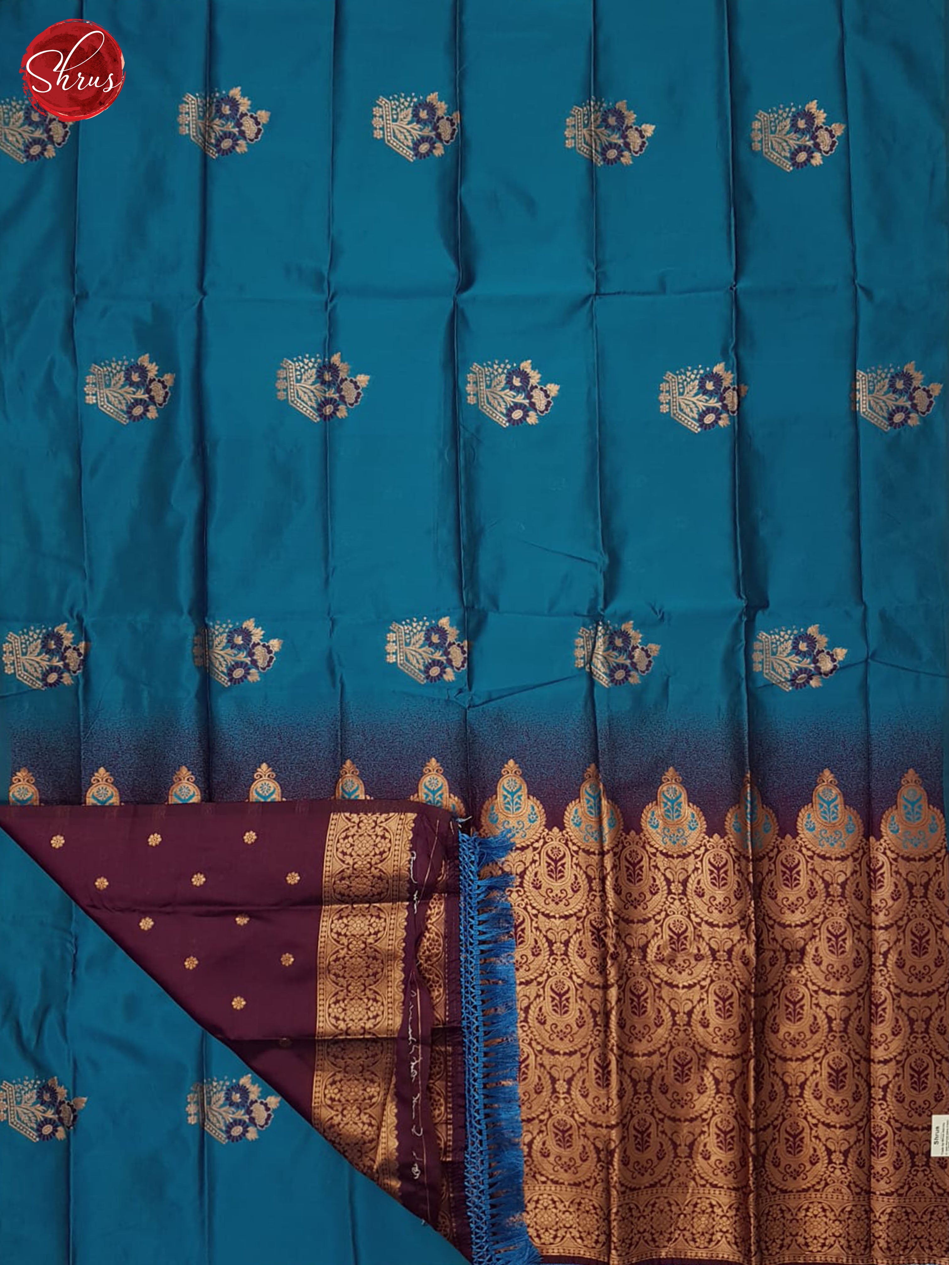 Blue and wine - Semi Softsilk Saree - Shop on ShrusEternity.com