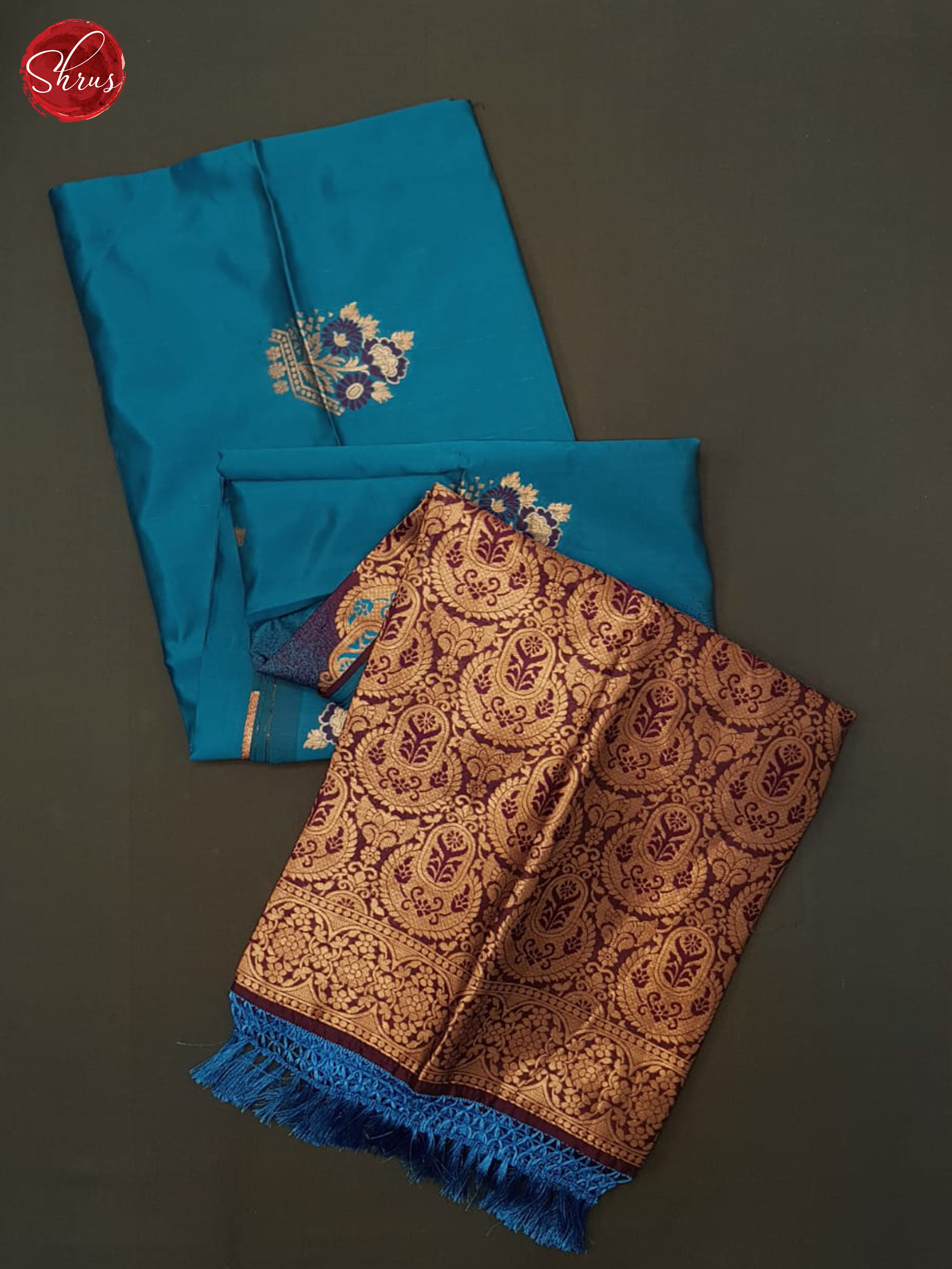 Blue and wine - Semi Softsilk Saree - Shop on ShrusEternity.com