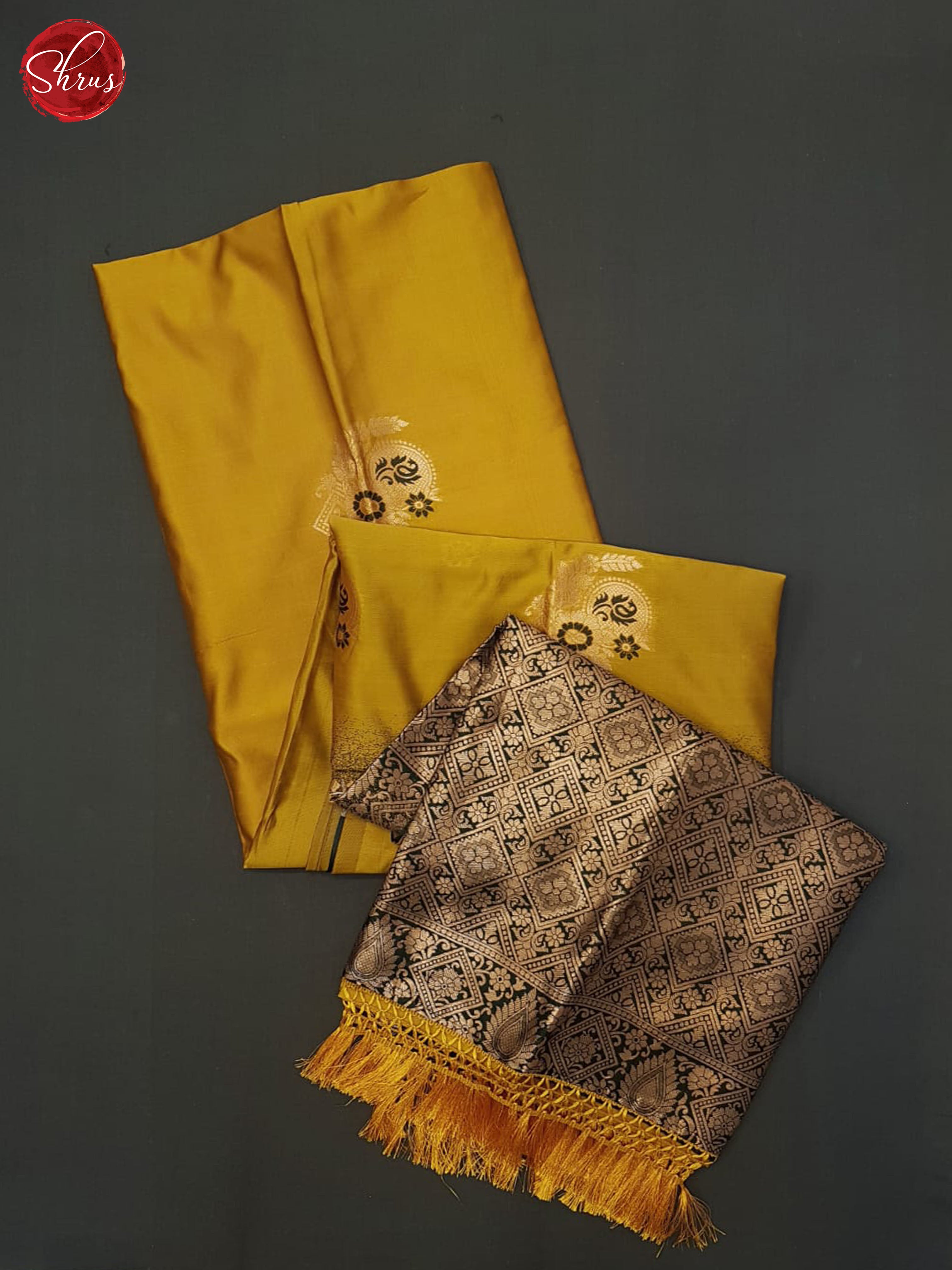 Mustard and green - Semi Softsilk Saree - Shop on ShrusEternity.com