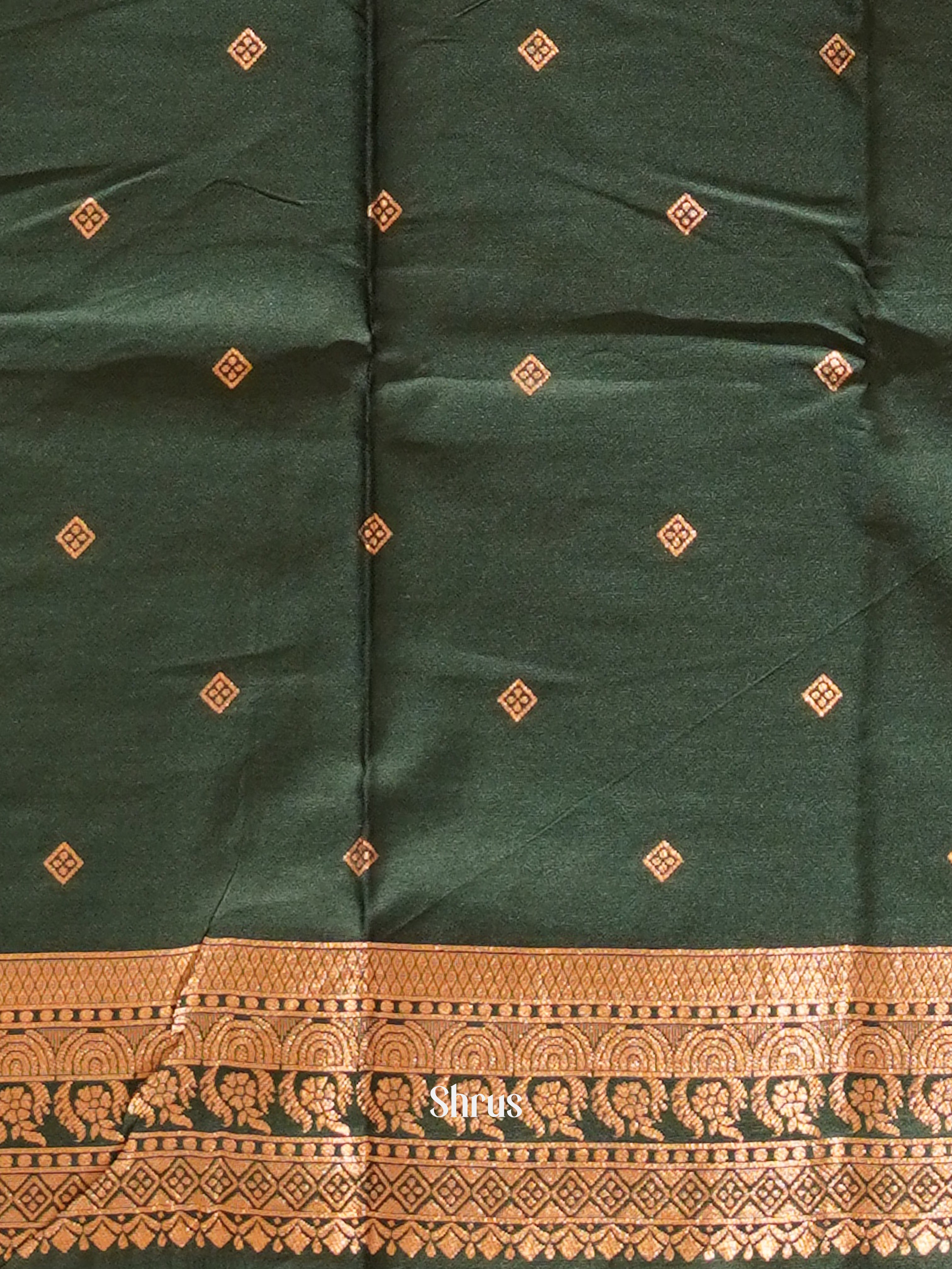 Green and dark Green- semi soft silk saree - Shop on ShrusEternity.com